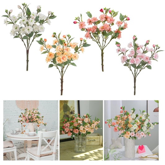 RIDDSEE Silk Cherry Blossom Branches 4pcs Artificial Flower Bouquet Rose Bouquet Fake Camellia Flowers for Wedding Table Centerpieces Home Bedrooms Kitchen Garden Party Décor (Mixed Colors)