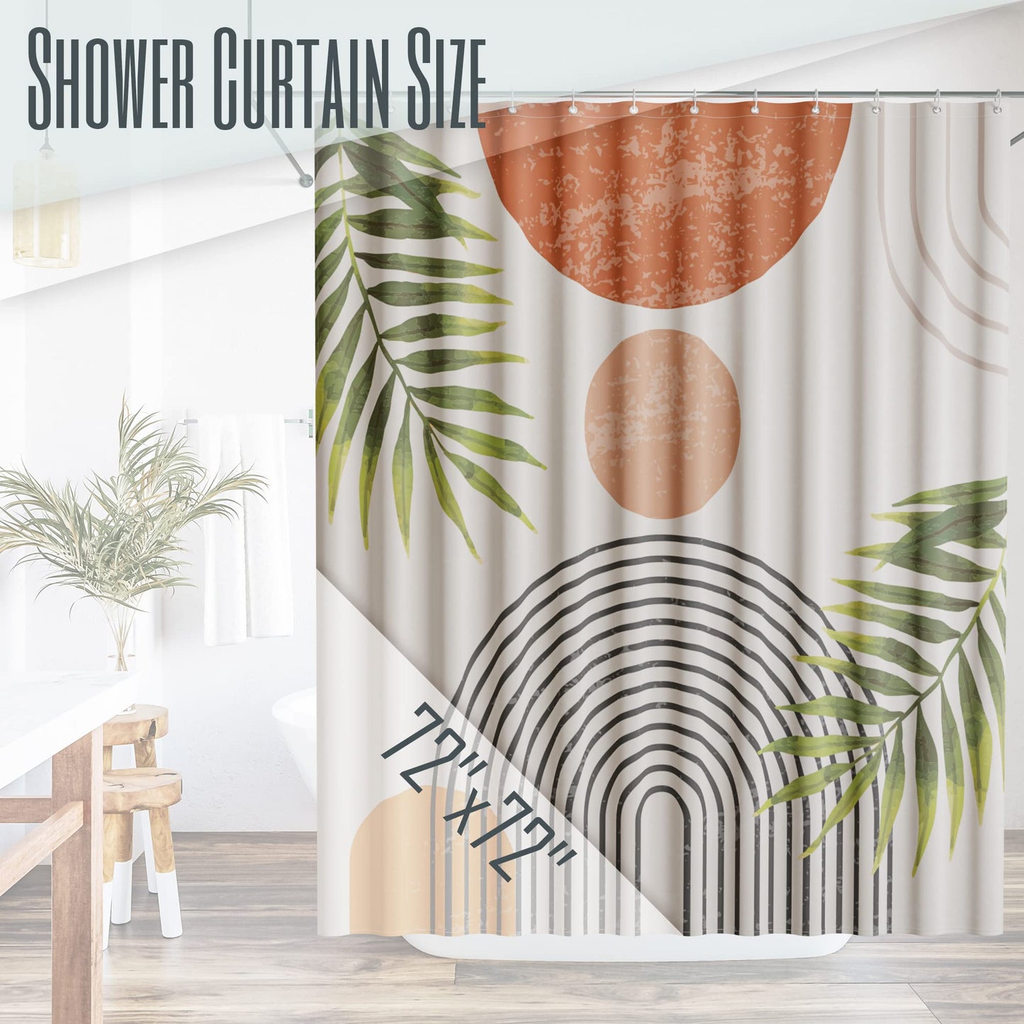 KIBAGA Beautiful Boho Shower Curtain for Your Bathroom - A Stylish 72" x 72" Modern Mid Century Curtain That Fits Perfect to Every Bath Decor - Ideal to Brighten Up Your Bohemian Bathroom at Home