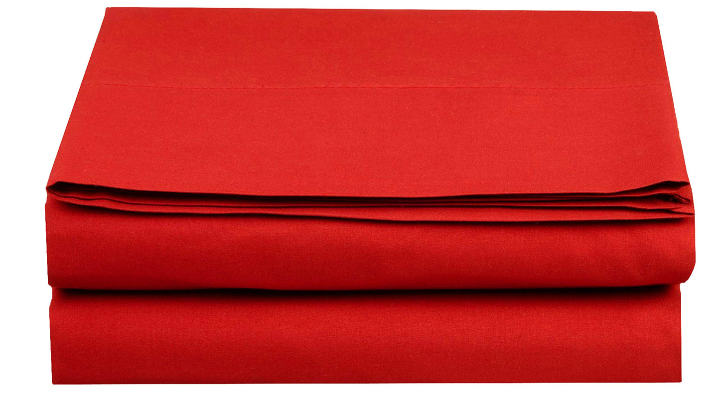 Elegant Comfort Premium Hotel Quality 1-Piece Flat Sheet, Luxury and Softest 1500 Premium Hotel Quality Microfiber Bedding Flat Sheet, Wrinkle-Free, Stain-Resistant, King, Red