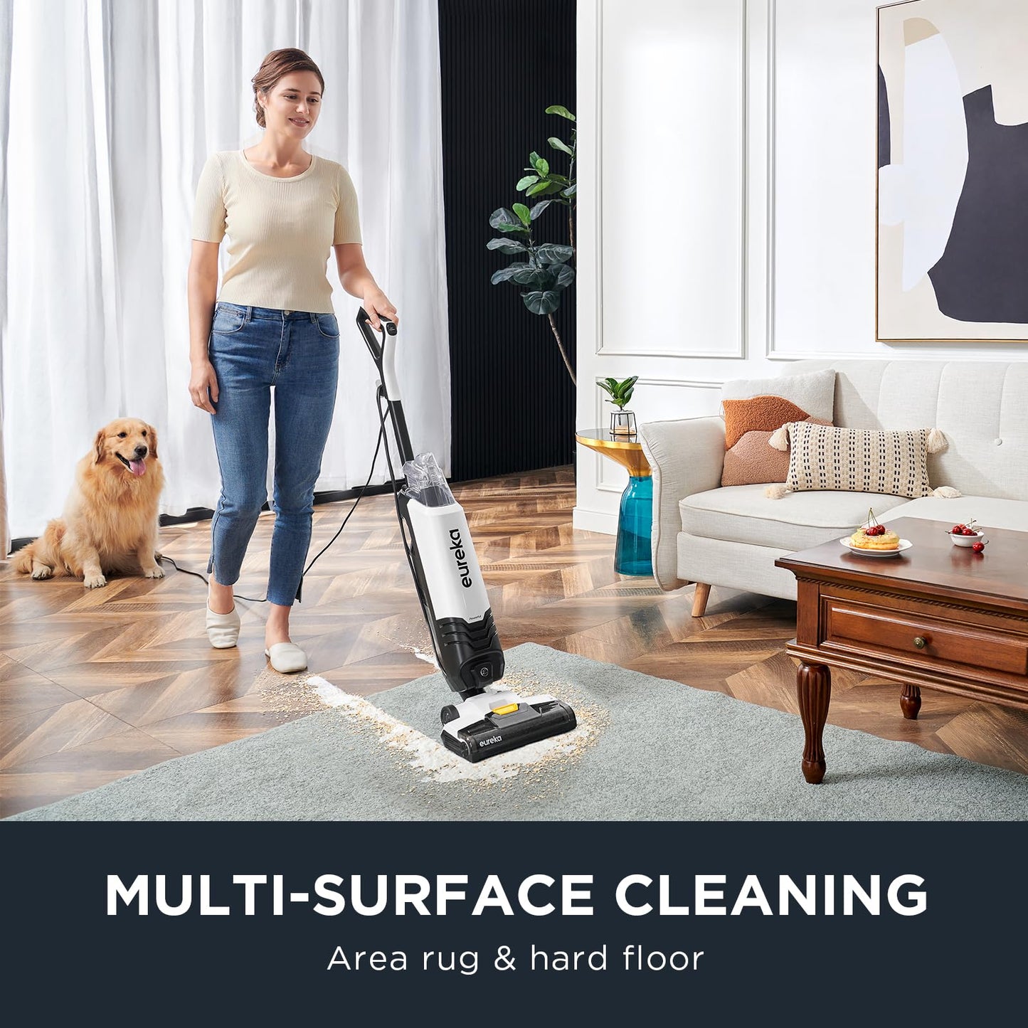 Eureka All in One Wet Dry Vacuum Cleaner and Mop for Multi-Surface Lightweight Self-Cleaning System, for Hard Floors and Area Rugs, 2-in-1, Corded