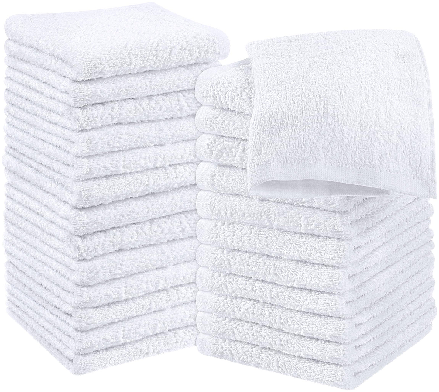 Utopia Towels Cotton Washcloths Set - 100% Ring Spun Cotton, Premium Quality Flannel Face Cloths, Highly Absorbent and Soft Feel Fingertip Towels (24 Pack, White)