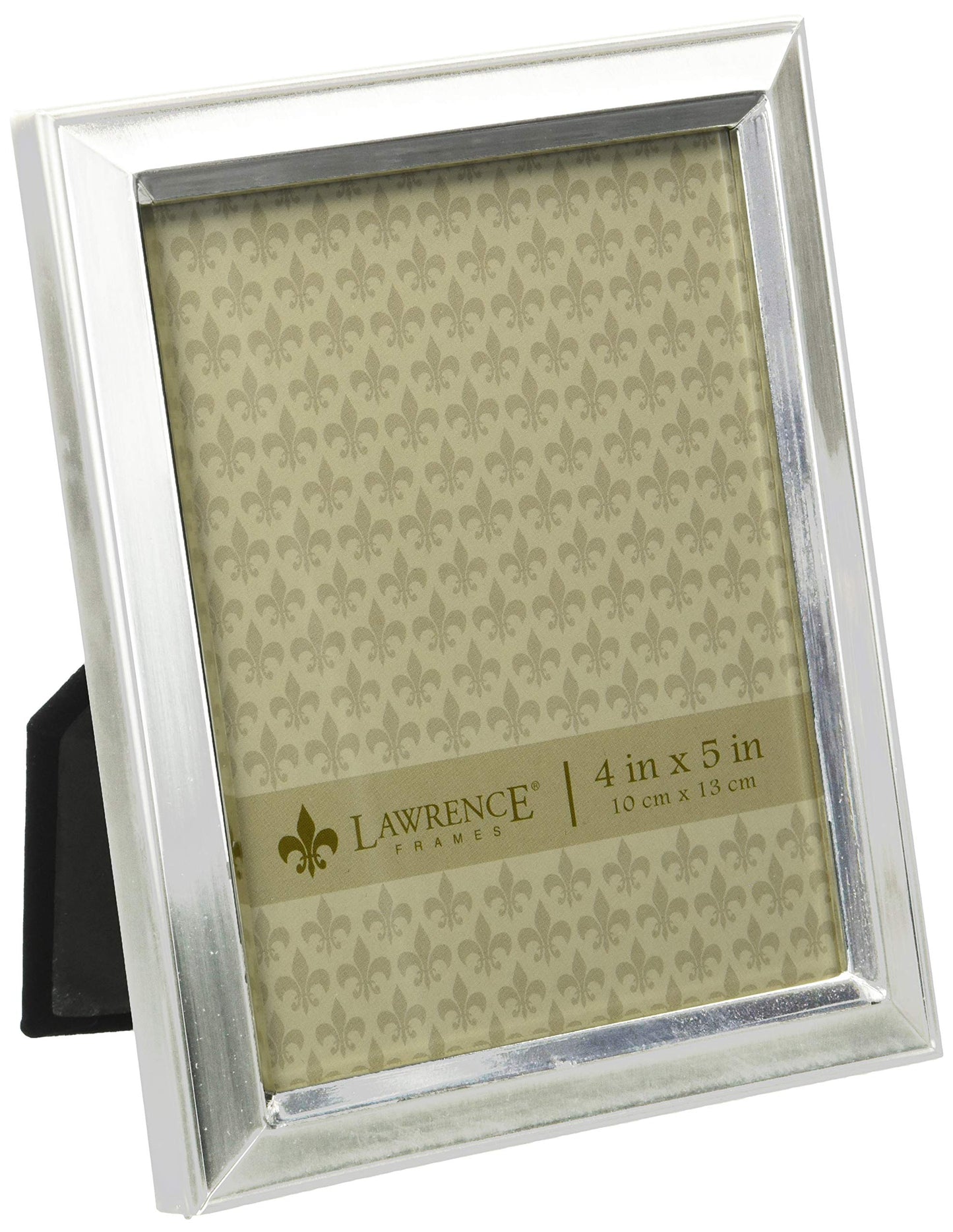 Lawrence 750145 Brushed Silver Plated 4x5 Metal Picture Frame Shiny Inner Edge