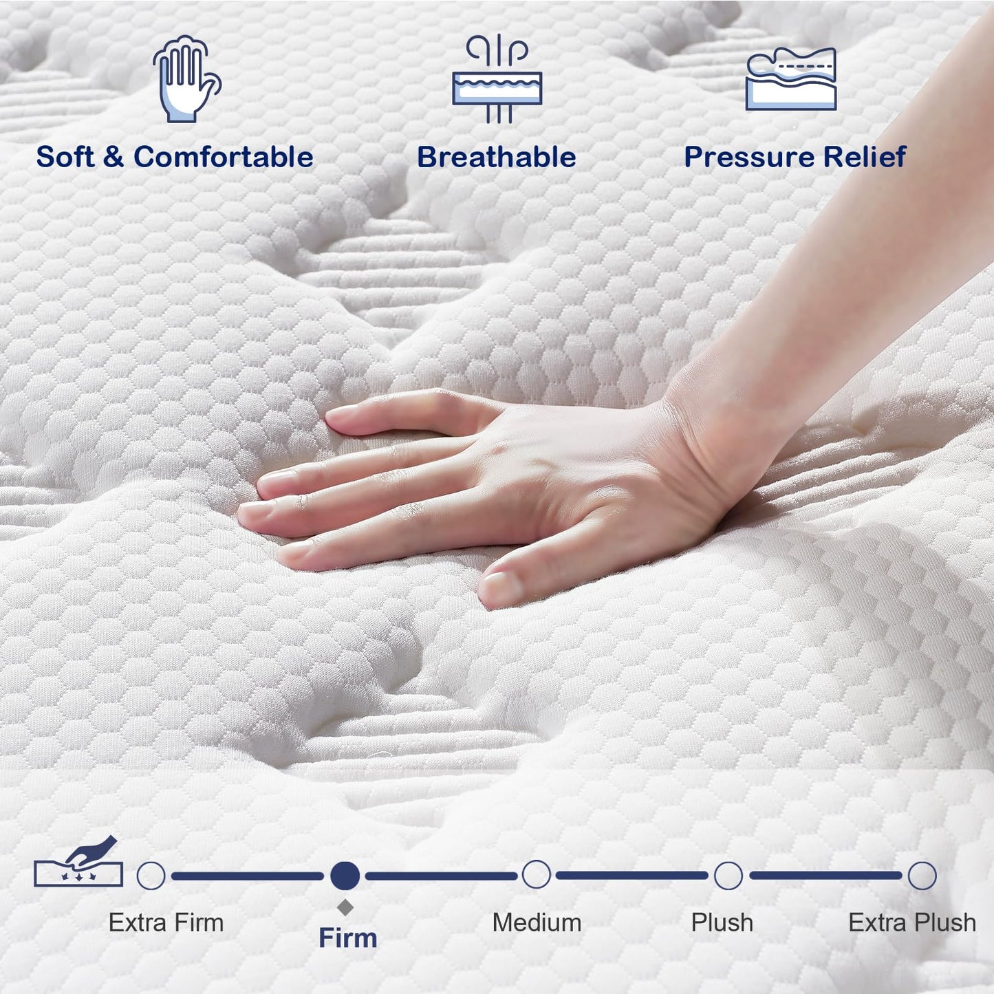EEN EEN SLEEP California King Mattress - Upgrade Strengthen - 12 Inch Hybrid Cal King Mattress in a Box, Mattress King Size with Memory Foam and Independent Pocket Springs, Strong Edge Support, Firm