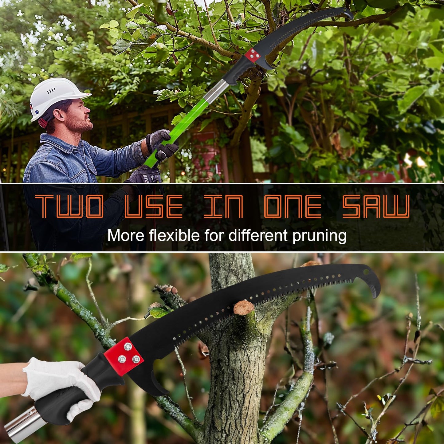 Tree Pruner Pole Saw for Tree Trimming, 7.3-27 Foot Manual Pole Saw Tree Pruner Extendable Tree Trimmer, Tree Pole Pruner for Pruning Palms And Shrubs