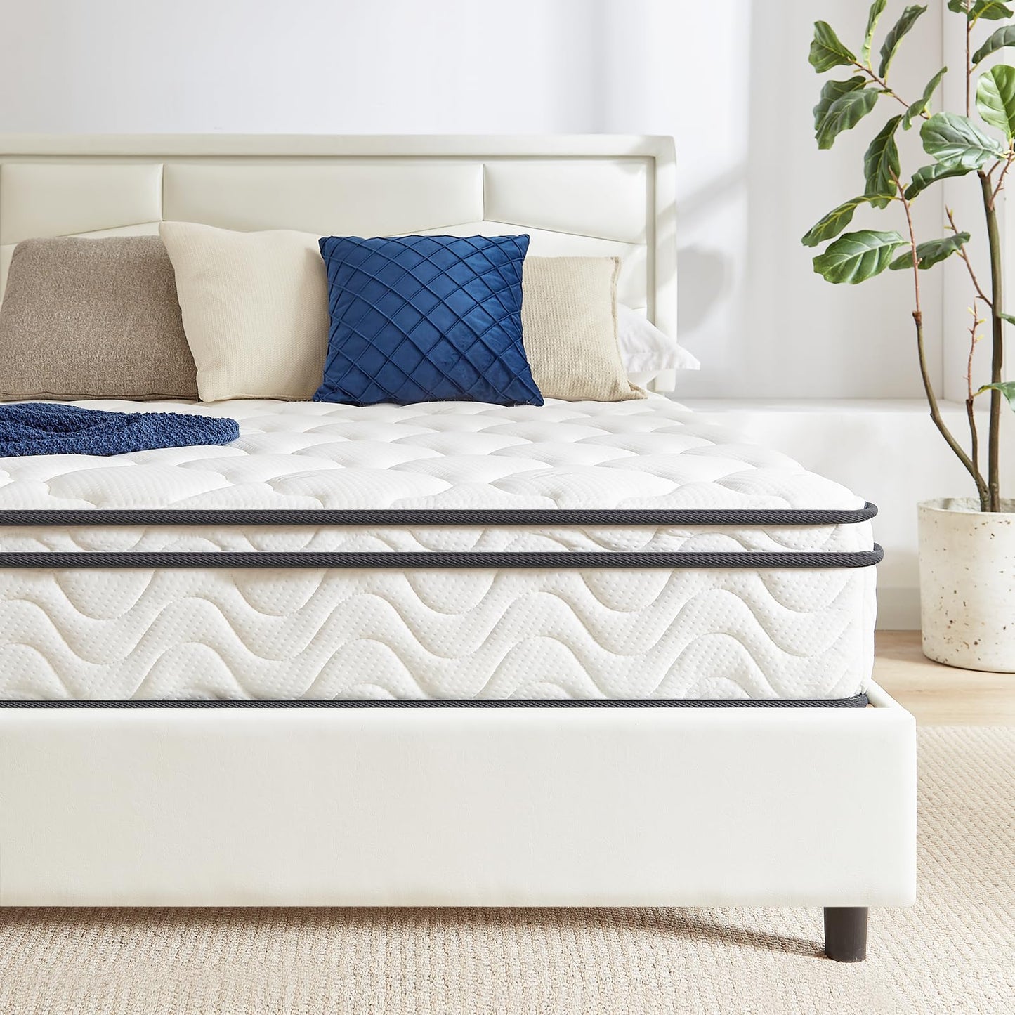 ONBRILL Twin Size Mattress, 12 Inch Hybrid Mattress with Gel Memory Foam,Non-Fiberglass, Medium Firm Soft and Comfort White Mattress,CertiPUR-US