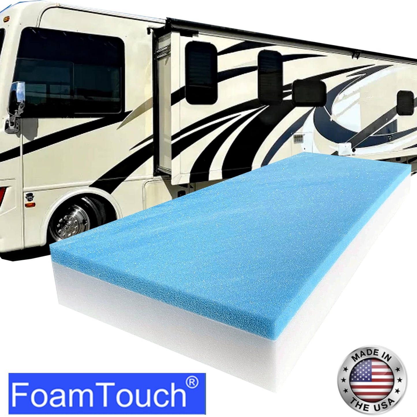FoamTouch 2" Height x 30" Width x 80" Length Camper/RV bunk Mattress with Gel Memory Foam -No Cover