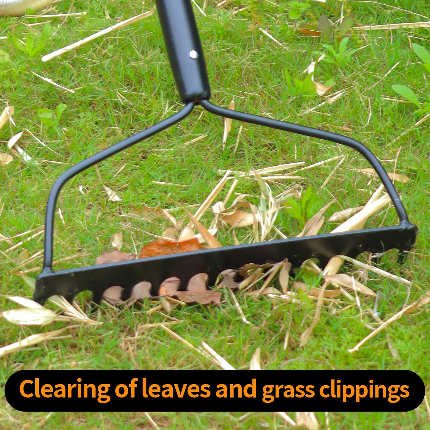 VNIMTI Garden Rake for Gardening, Heavy Duty Garden Rake for Lawns, 14 Tines Bow Rake with Fiberglass Handle, 58 Inches