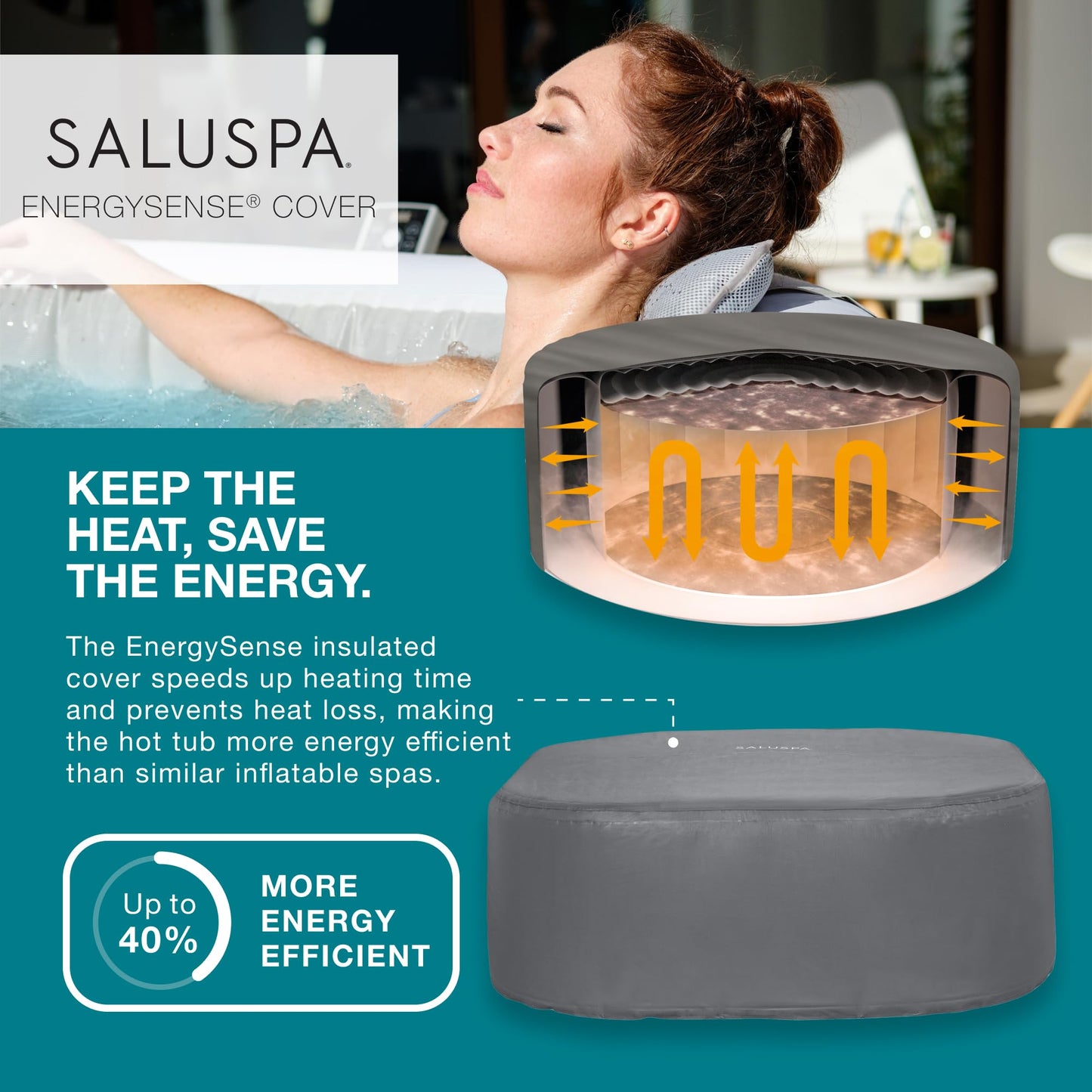 Bestway SaluSpa Hawaii EnergySense Smart Luxe AirJet Inflatable Hot Tub Spa (71" x 71" x 26") | Features LED Lights and App-Control | Fits Up to 4-6 Persons