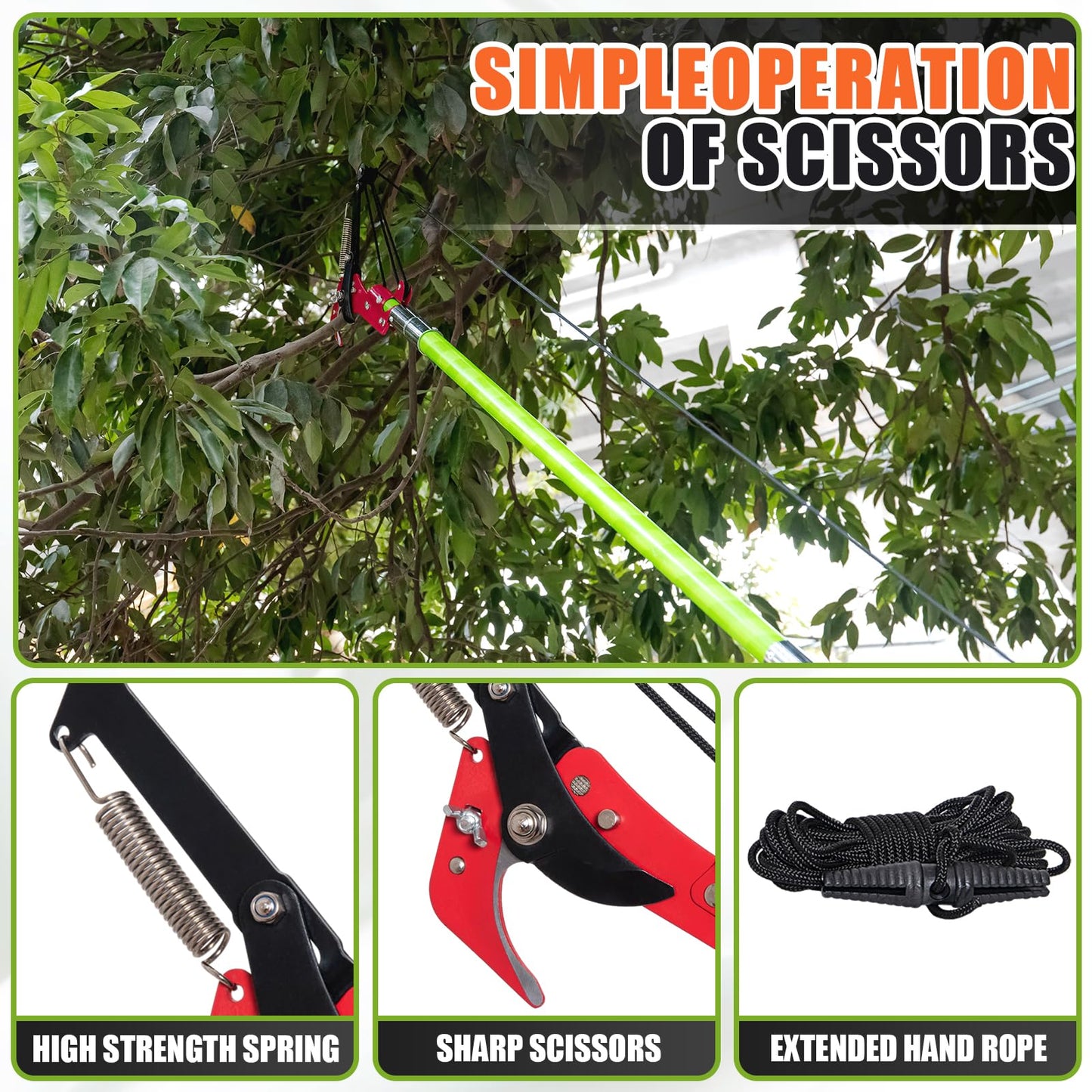 Tree Pruner Pole Saw for Tree Trimming, 7.3-27 Foot Manual Pole Saw Tree Pruner Extendable Tree Trimmer, Tree Pole Pruner for Pruning Palms And Shrubs