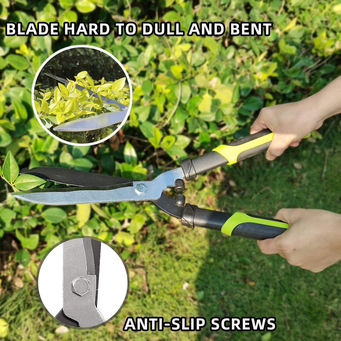 YRTSH Hedge Clippers Shears Hedge Shears for Trimming Borders, Garden Tools Hedge Clippers, Bush Cutters Trimmer with Sharp Wavy Blades, Garden Shears for Hedges (19 Inch)