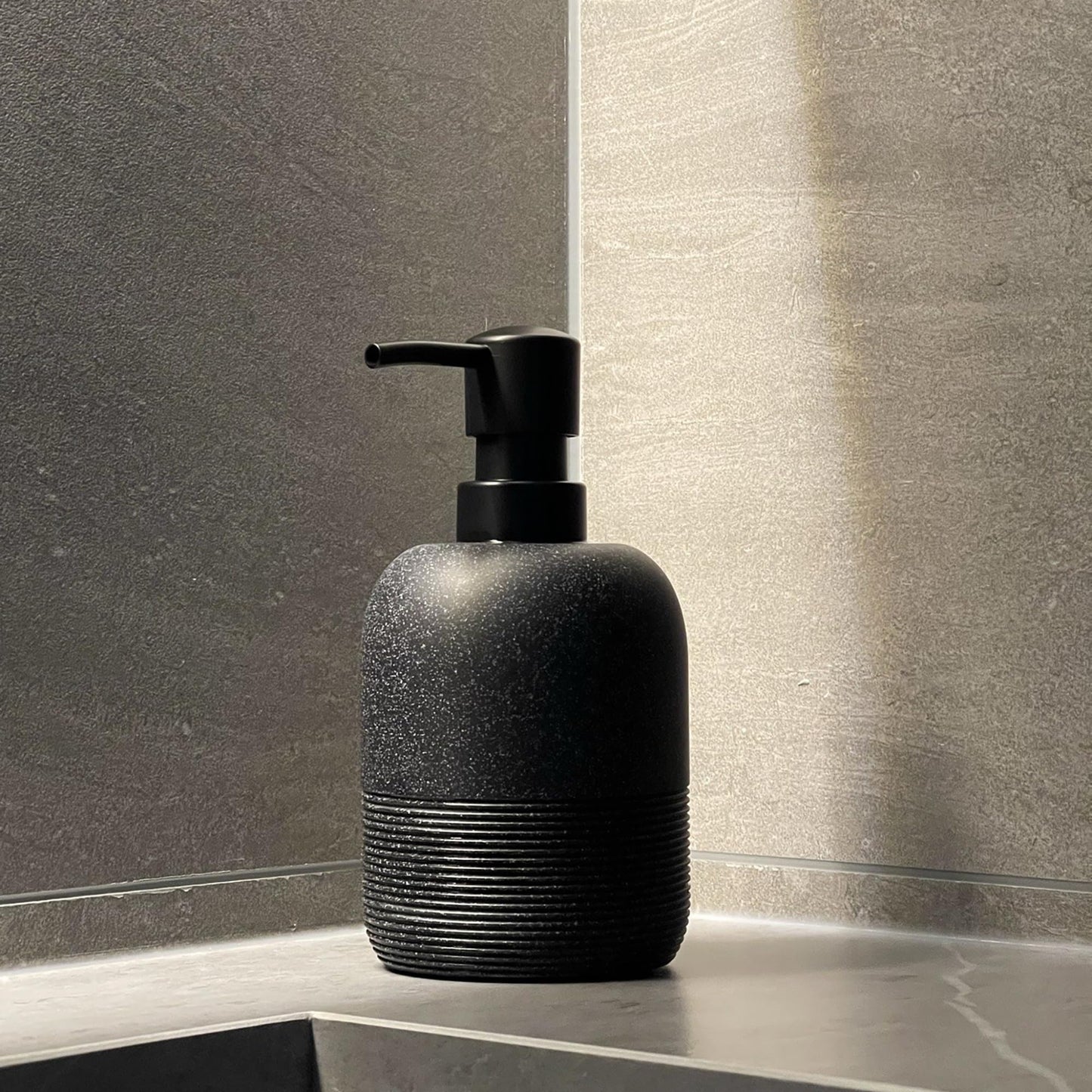 GalDal 2pcs/Set Matte Black Soap Dispenser Sets,Hand Soap and Lotion Dispenser for Bathroom Countertop,Morden Soap Dispenser for Kitchen-10.6oz.