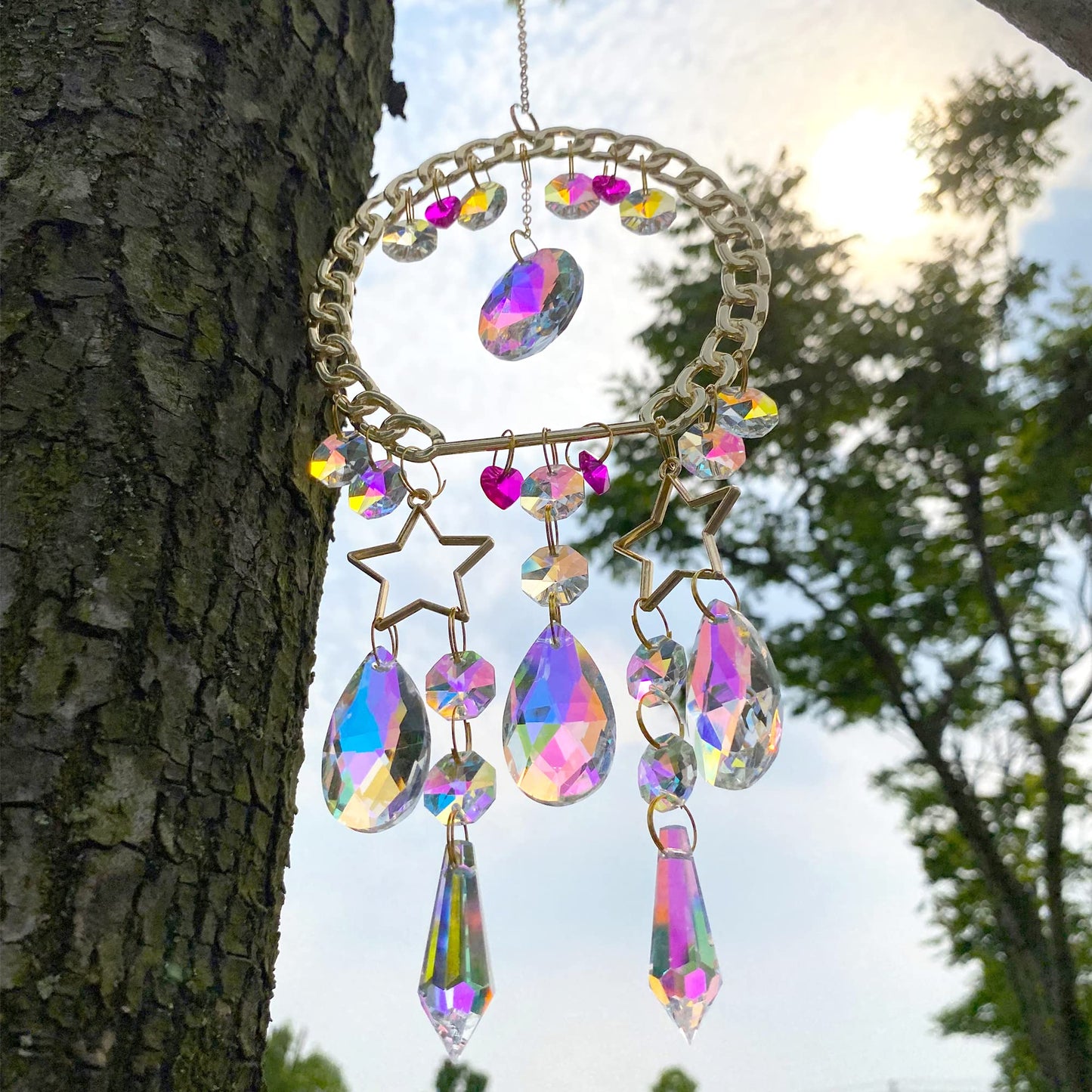 Crystal Suncatcher for Window Hanging Crystals Prism Sun Catcher Ornament Rainbow Maker Indoor Outdoor Decor Home Garden Room Decoration