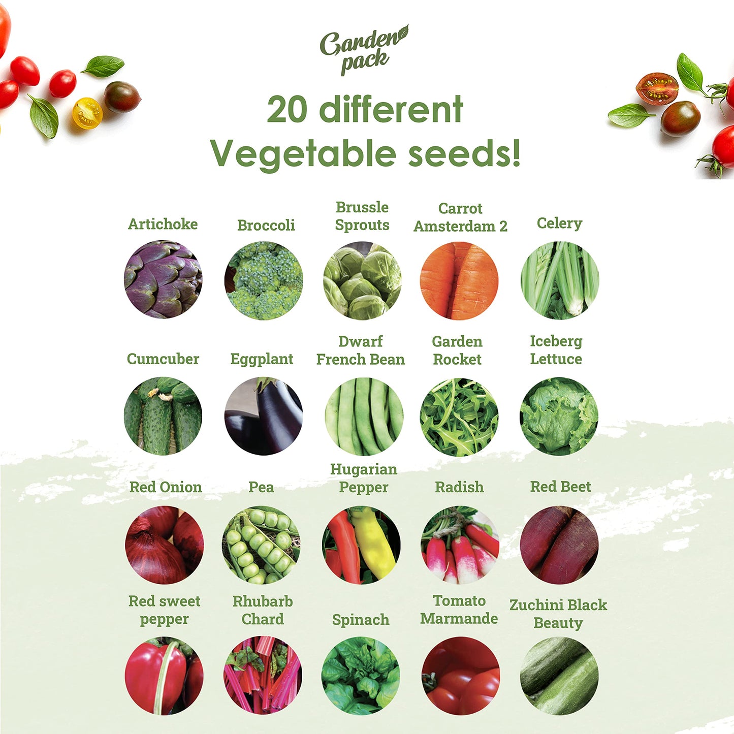 Garden Pack 20 Vegetable Seeds Varieties – High Yield Garden Seeds for Planting Vegetables – Over 8,000 Premium, Non-GMO Heirloom Seeds for Outdoor & Indoor Garden