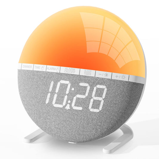 Wake Up Light Sunrise Alarm Clock for Kids, Adults, Heavy Sleepers, Bedroom, Sunlight Alarm Clock with Sunrise Simulation, Snooze, 7 Ringtones, Sleep Aid, 9 Colors Night Light, Ideal for Gift