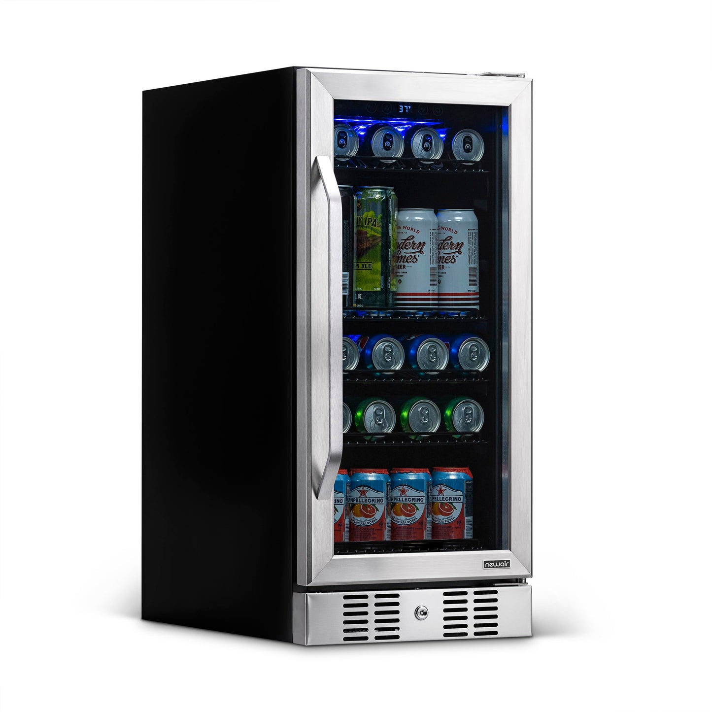 NewAir Beverage Refrigerator Cooler with 96 Can Capacity - Built-in Mini Bar Beer Fridge for Bedroom, Dorm, Office - Small Refrigerator Cools to 34F Perfect For Beer, Soda, And Drinks