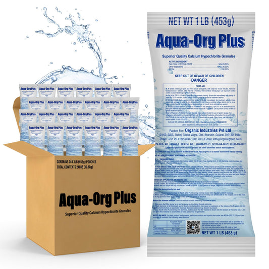 AQUA-ORG PLUS - 65% Granular Calcium Hypochlorite (Shock) - Swimming Pool Shock for In-Ground, Above Ground, Spas & Hot Tubs - 24-Pack of 1 Pound Bags