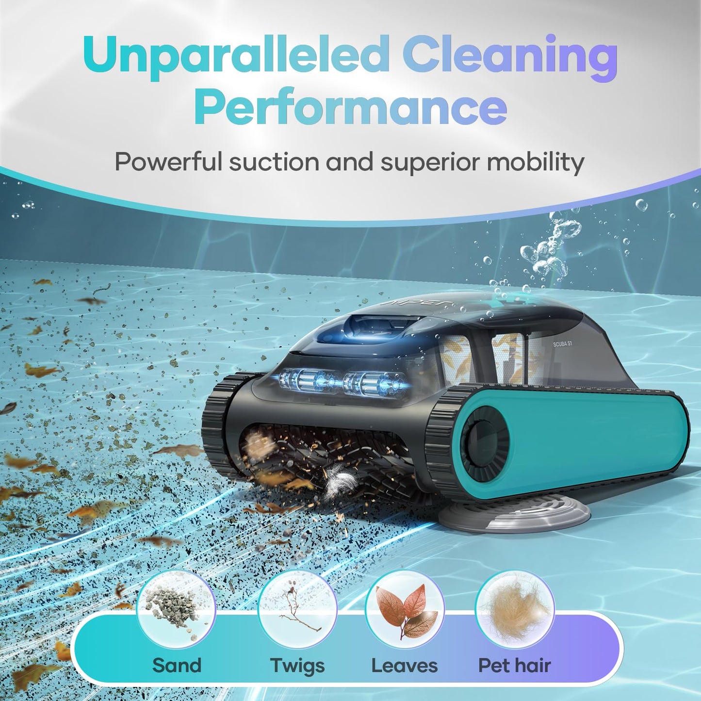 (2024 New) AIPER Scuba S1 Cordless Robotic Pool Cleaner, Pool Vacuum for Inground Pools, Wall and Waterline Cleaning, WavePath 2.0 Smart Navigation, 150 min Battery Life, for Pools up to 1,600 Sq.ft