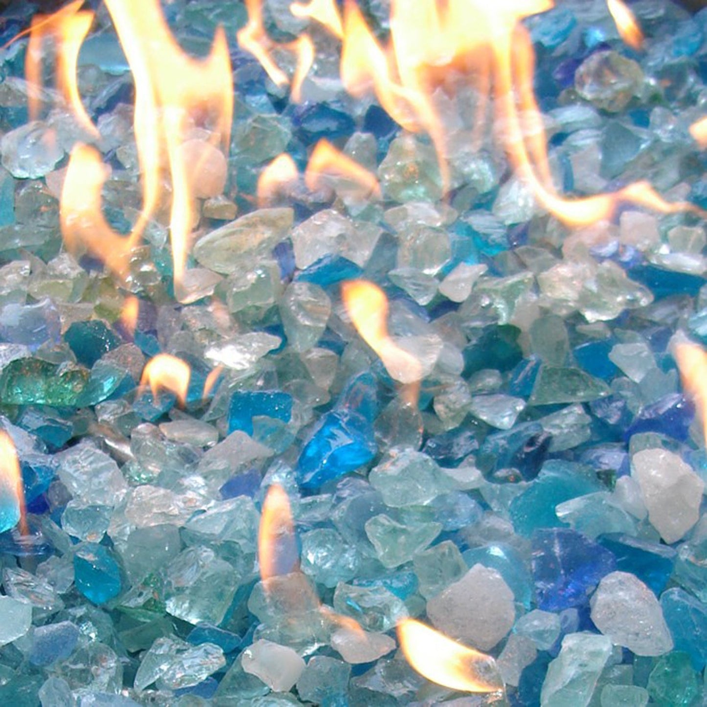 Hiland RGLASS-BB Pit Fire Glass i n Bahama Blend, Extreme Tempature Rating, Good for Propane or Natural Gas, 10 Pounds, 10 lb