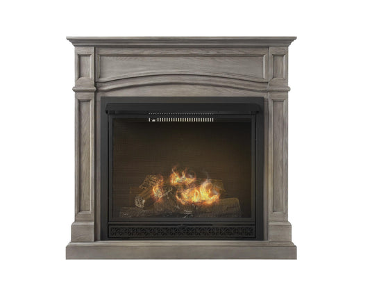 Comfort Glow Dual Fuel Ventless Gas Fireplace with Remote and Mantle The Montreal, Natural Gas or Liquid Propane, 33,000 BTU, Heats 1,400 sq ft - Pewter Oak Finish Gas Fireplace