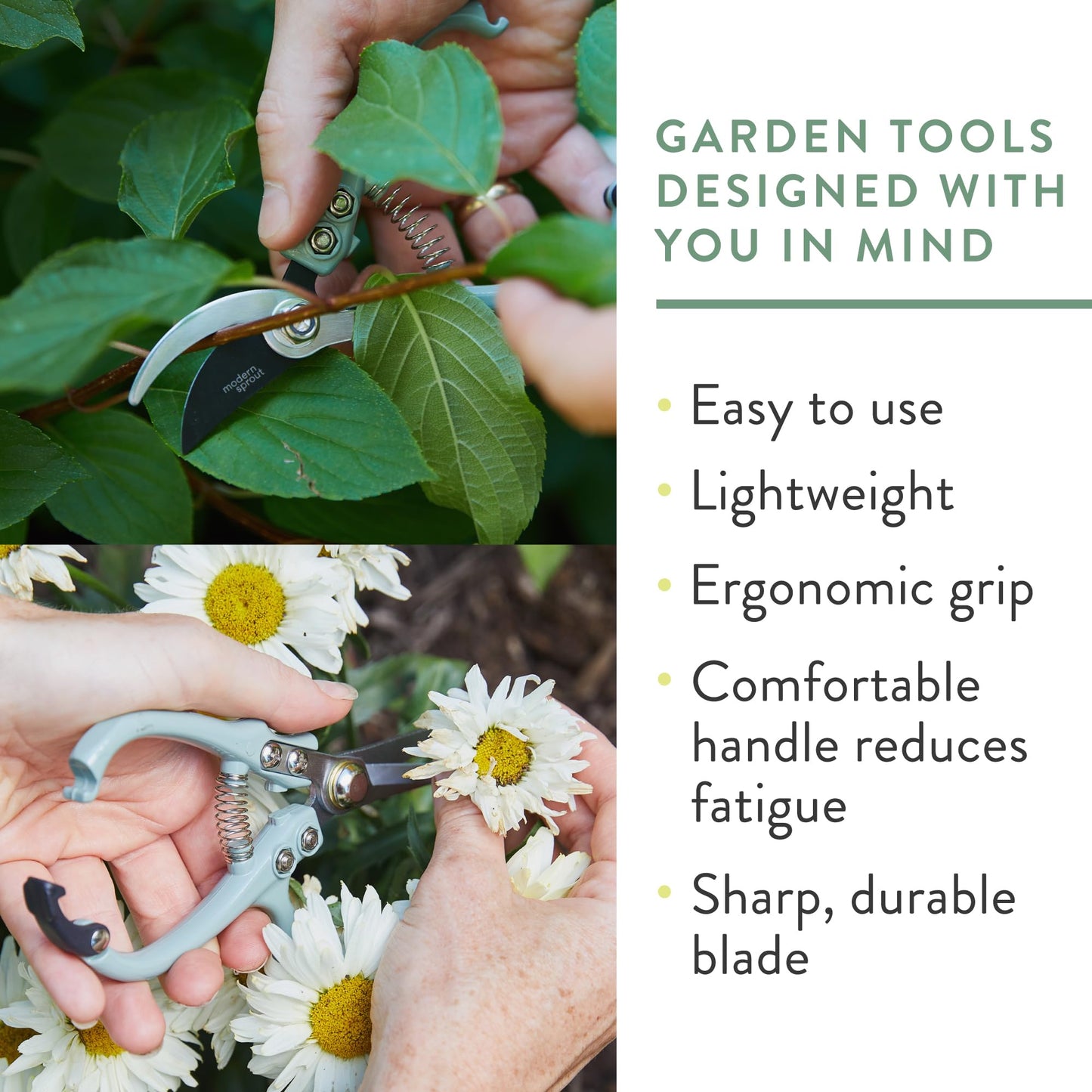 Modern Sprout Gardening Shears & Pruners 2-pack, Lightweight, Durable, One Size (Chartreuse)