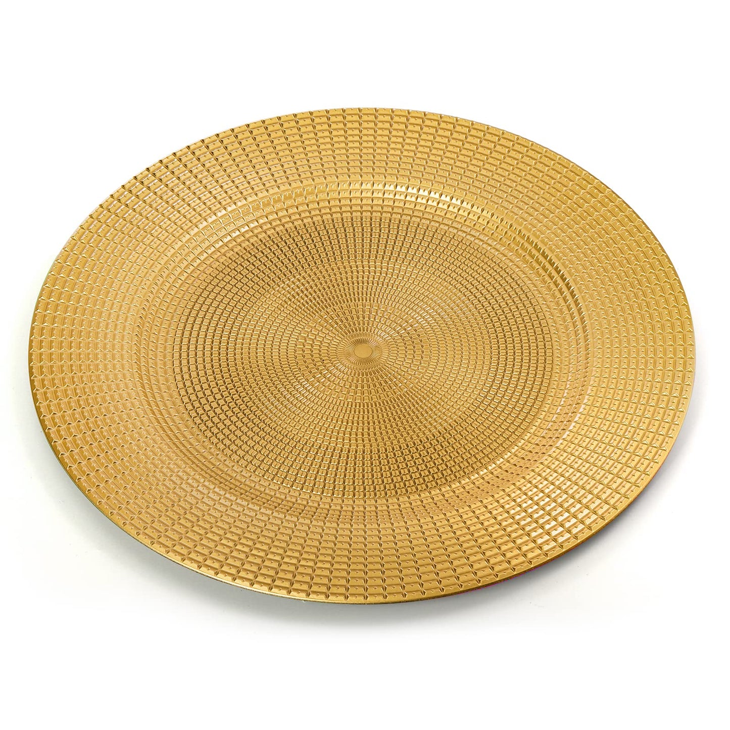 Hiceeden 12 Pack Gold Charger Plates for Dinner Plates, 13" Round Plastic Chain Shaped Charger Service Plates, Decorative Chargers Bulk for Table Setting, Wedding, Party, Event