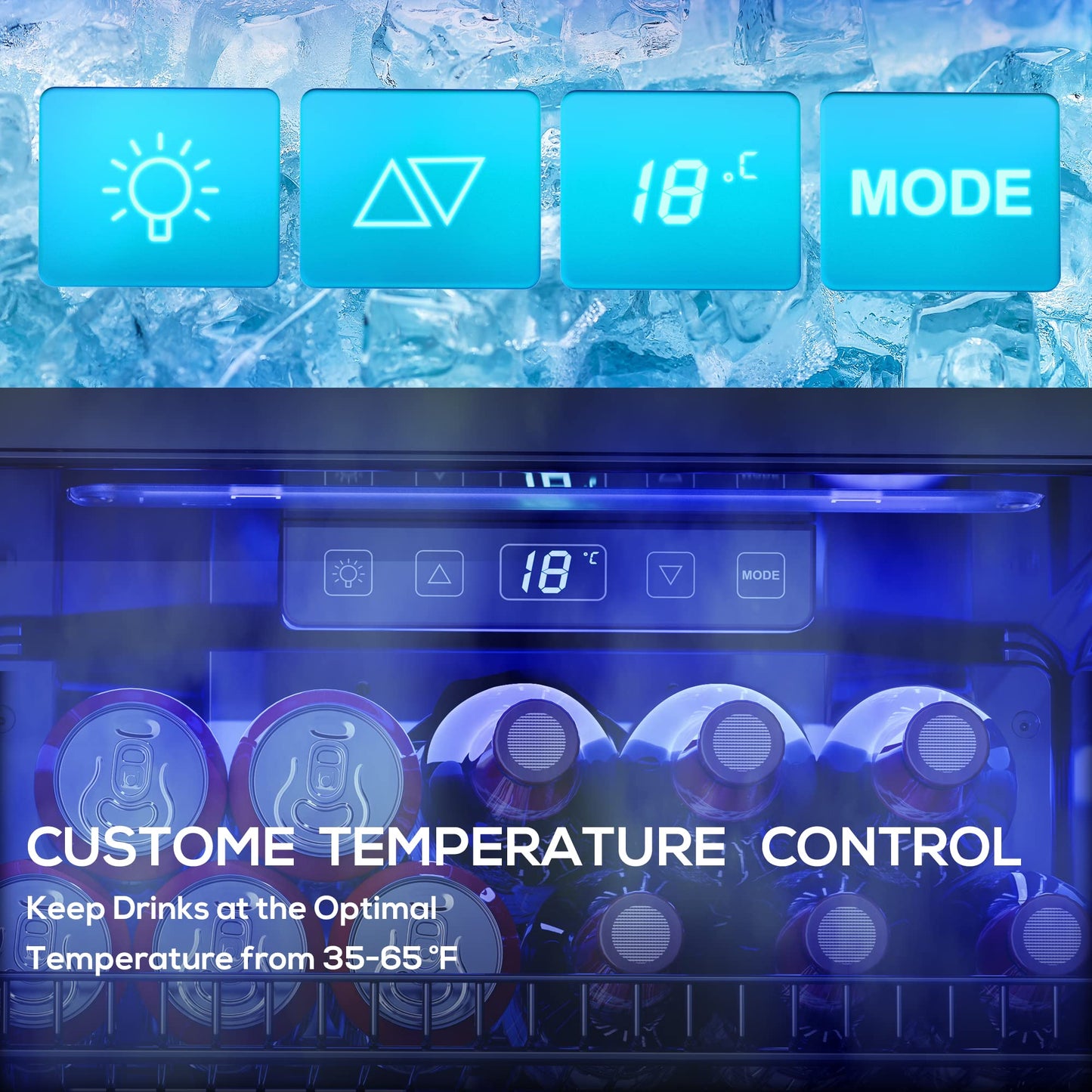 Manastin Beverage Refrigerator Cooler-120 Cans Freestanding Mini Fridge Cooler with Glass Door, Adjustable Shelves & Digital Temperature Display for Soda, Wine or Beer (Black, 3.2 Cu.Ft)