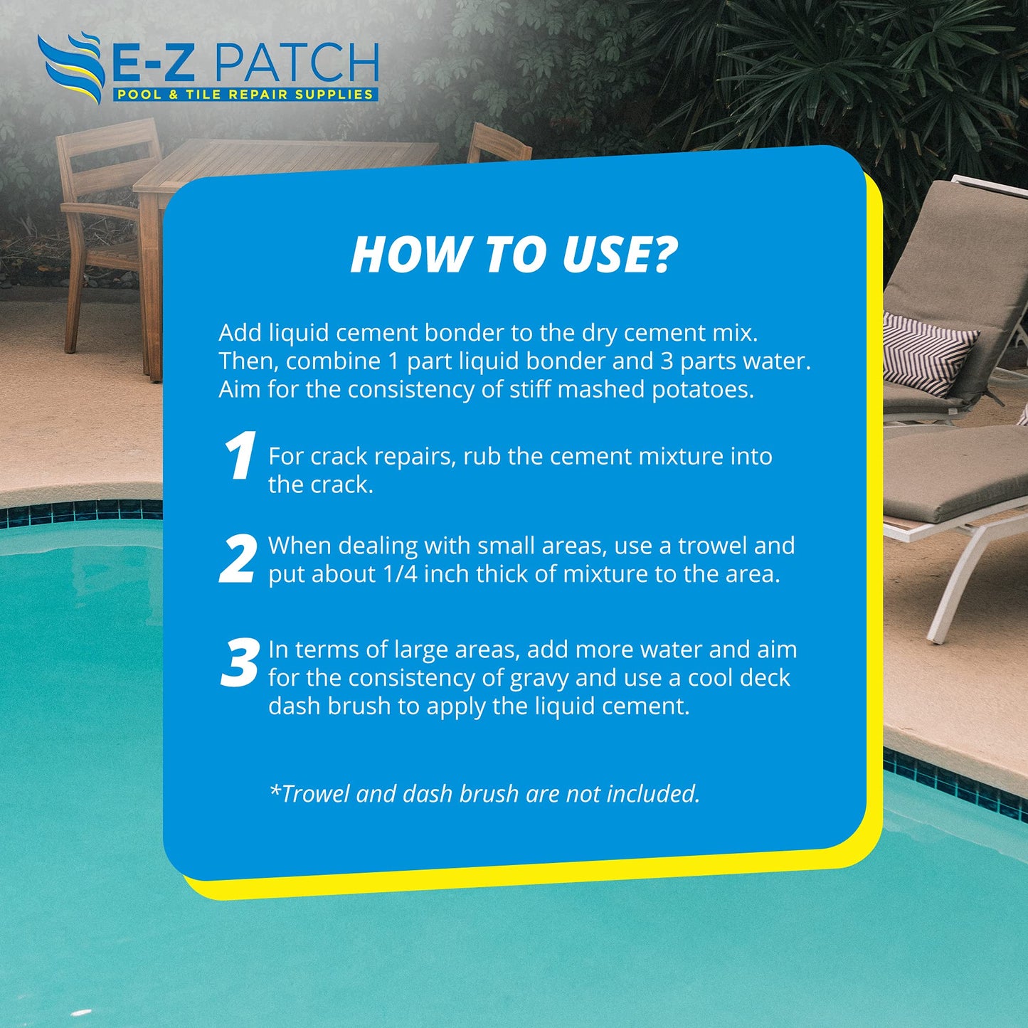 E-Z Patch 2 White Swimming Pool Deck Repair Patch - 3 Pounds