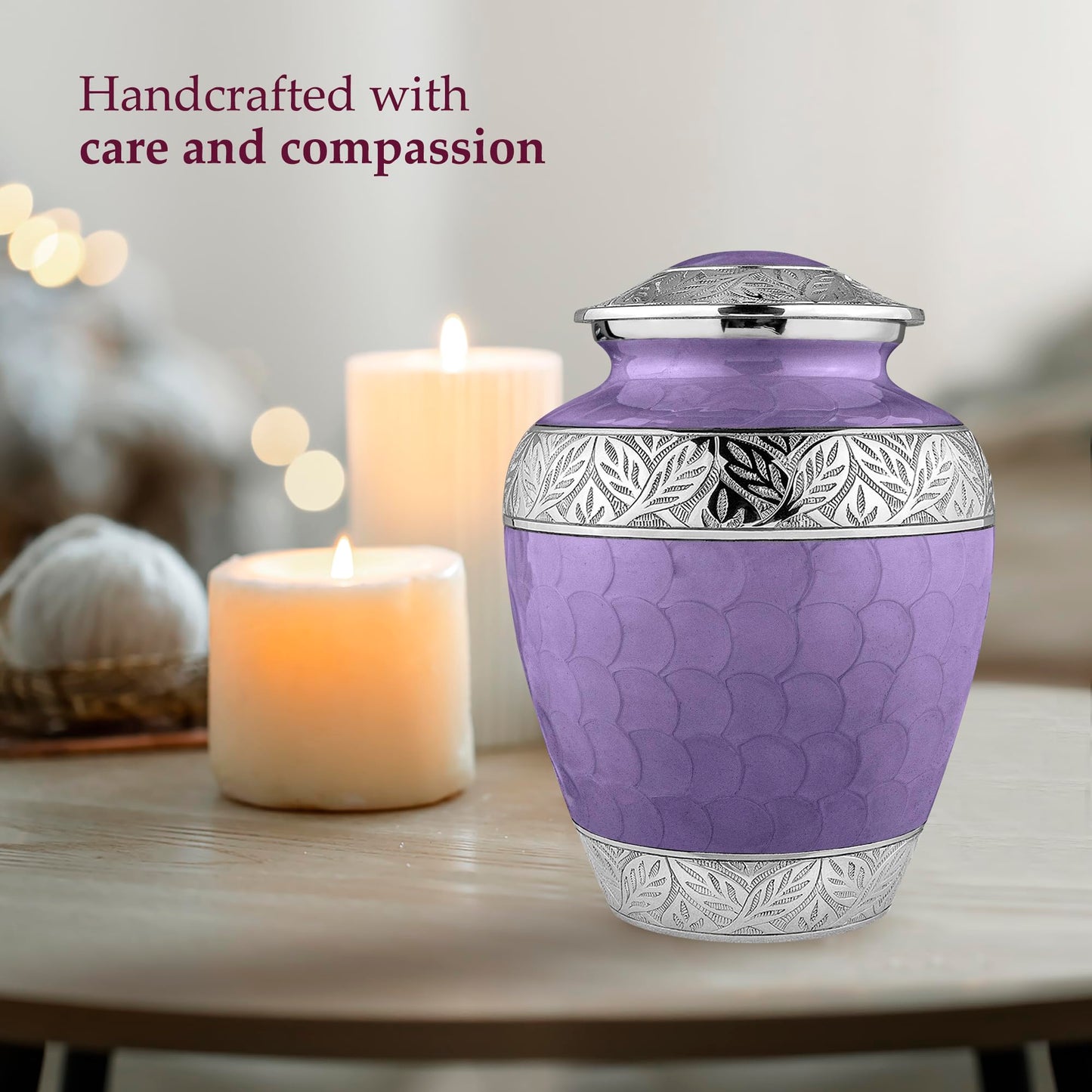 Trupoint Memorials Cremation Urns for Human Ashes - Decorative Urns, Urns for Human Ashes Female & Male, Urns for Ashes Adult Female, Funeral Urns - Light Purple, Large