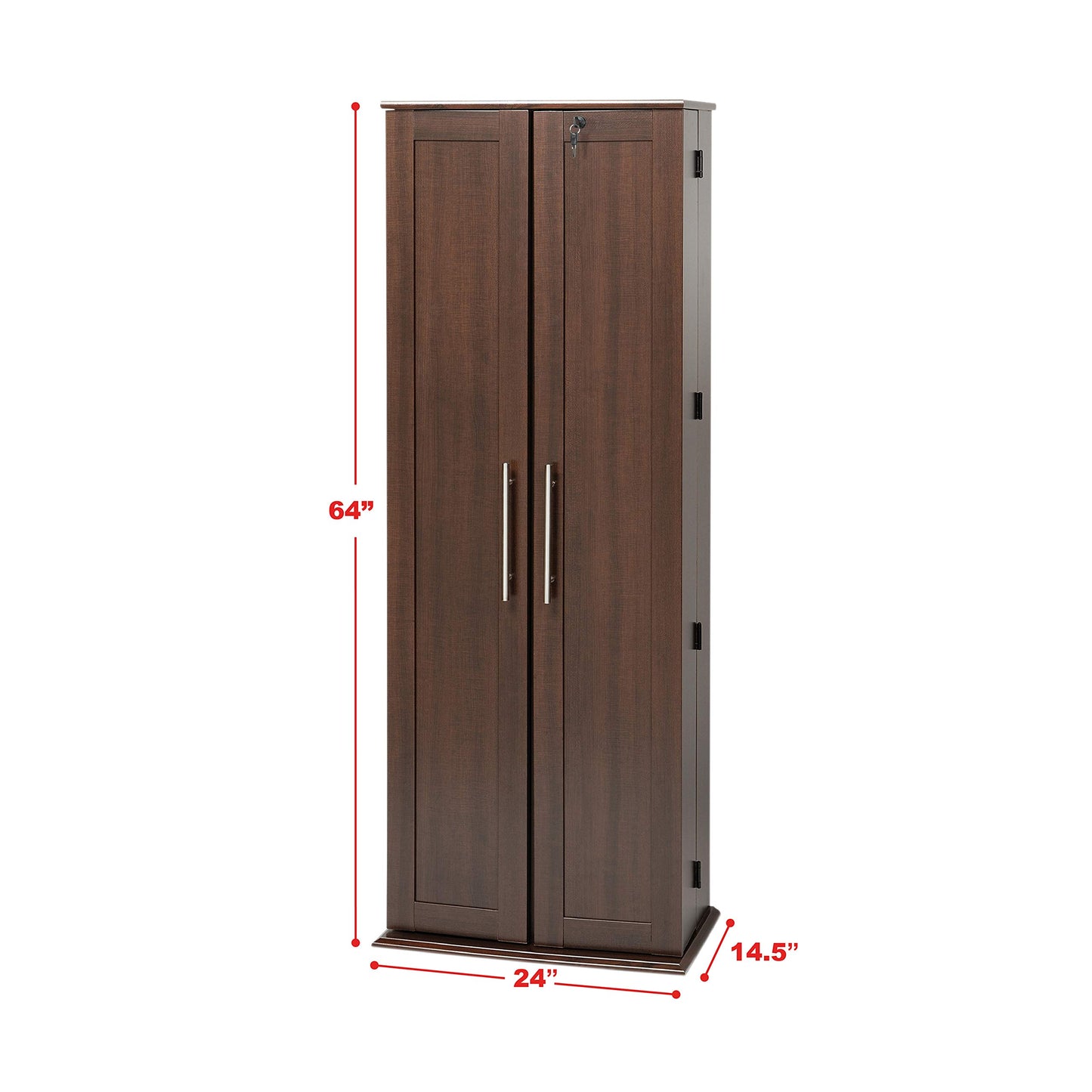 Espresso Grande Locking Media Storage Cabinet with Shaker Doors