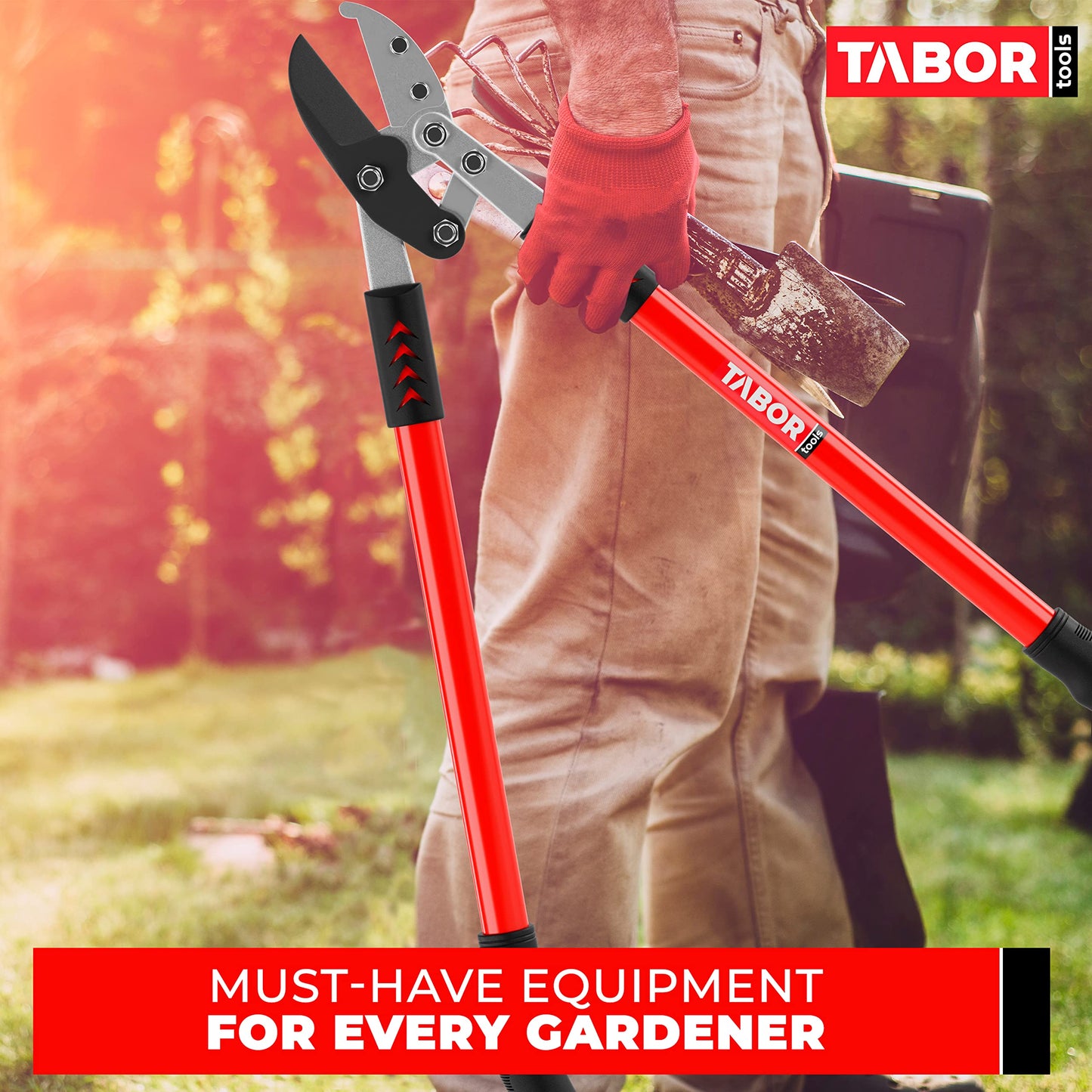 TABOR TOOLS GG12A Anvil Lopper with Compound Action, 30 Inch Tree Trimmer, Branch Cutter with ⌀ 2 Inch Cutting Capacity, Chops Thick Branches with Ease.