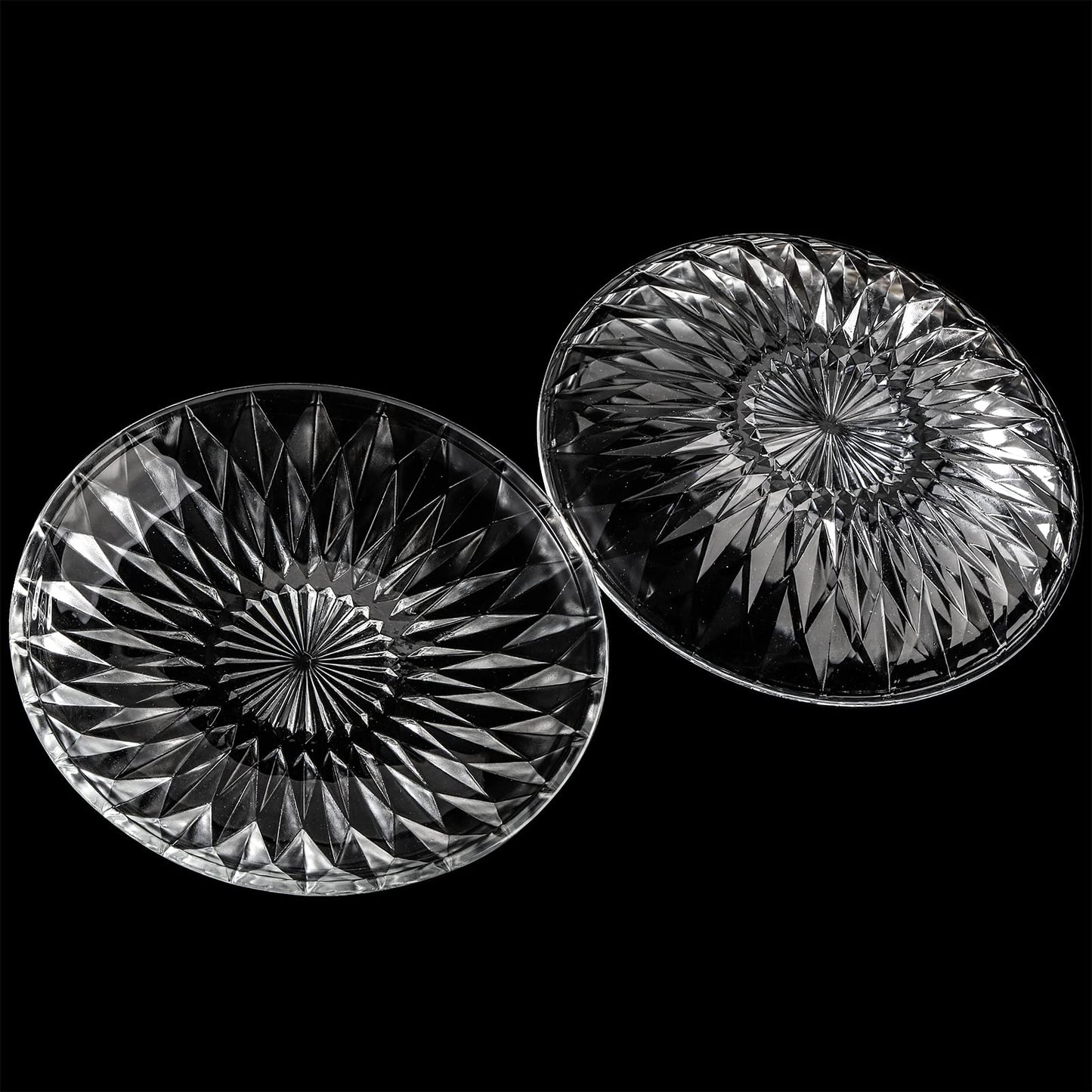 Hiceeden Set of 12 Crystal Glass Salad Plate, 8 Inch Round Clear Dessert Plates Restaurant Serving Party Plates for Fruits, Snacks