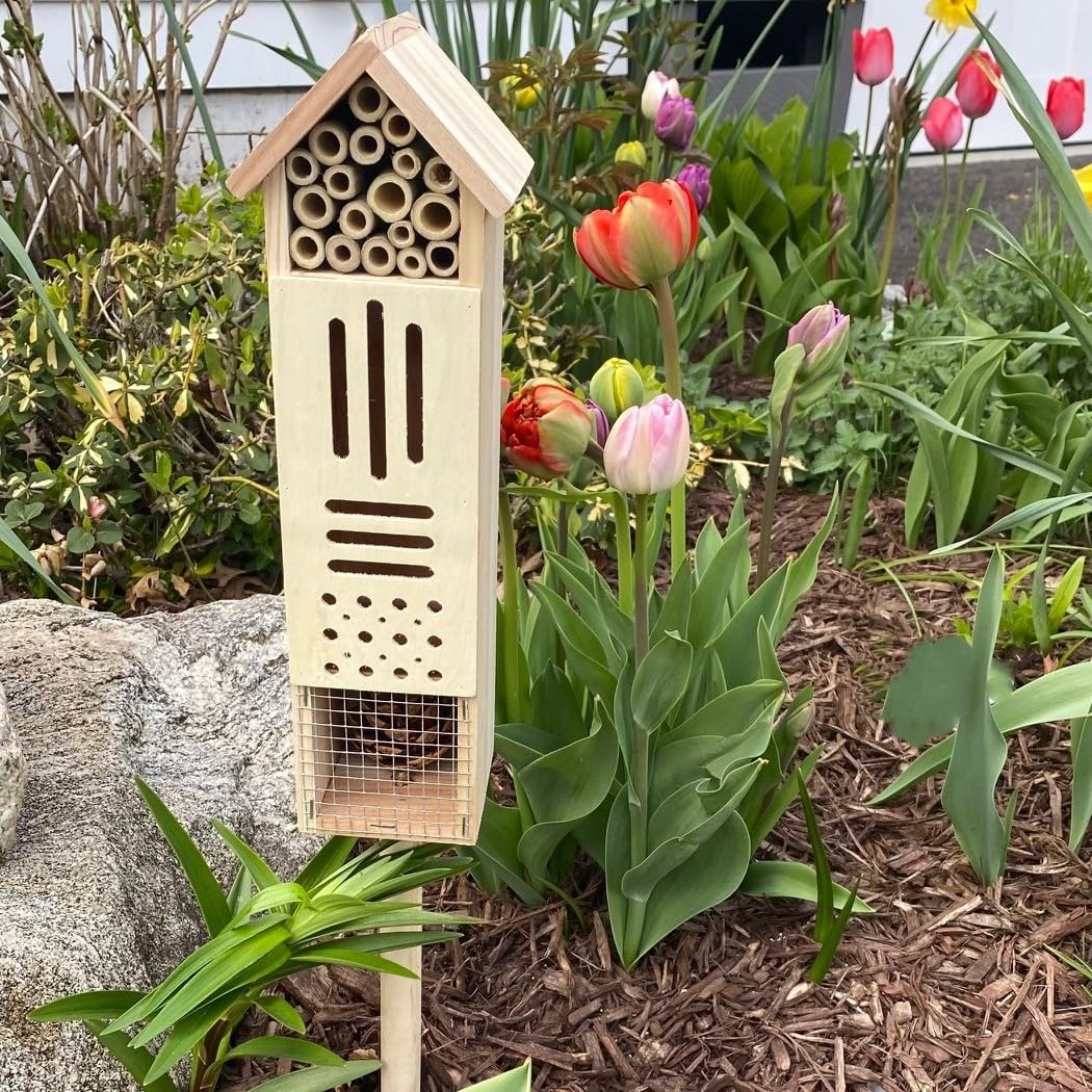 Wooden Insect House, Insect Hotel for Bugs, Bees, Butterflys, Ladybirds, Natural Beneficial Insect Habitat for Garden and Yard