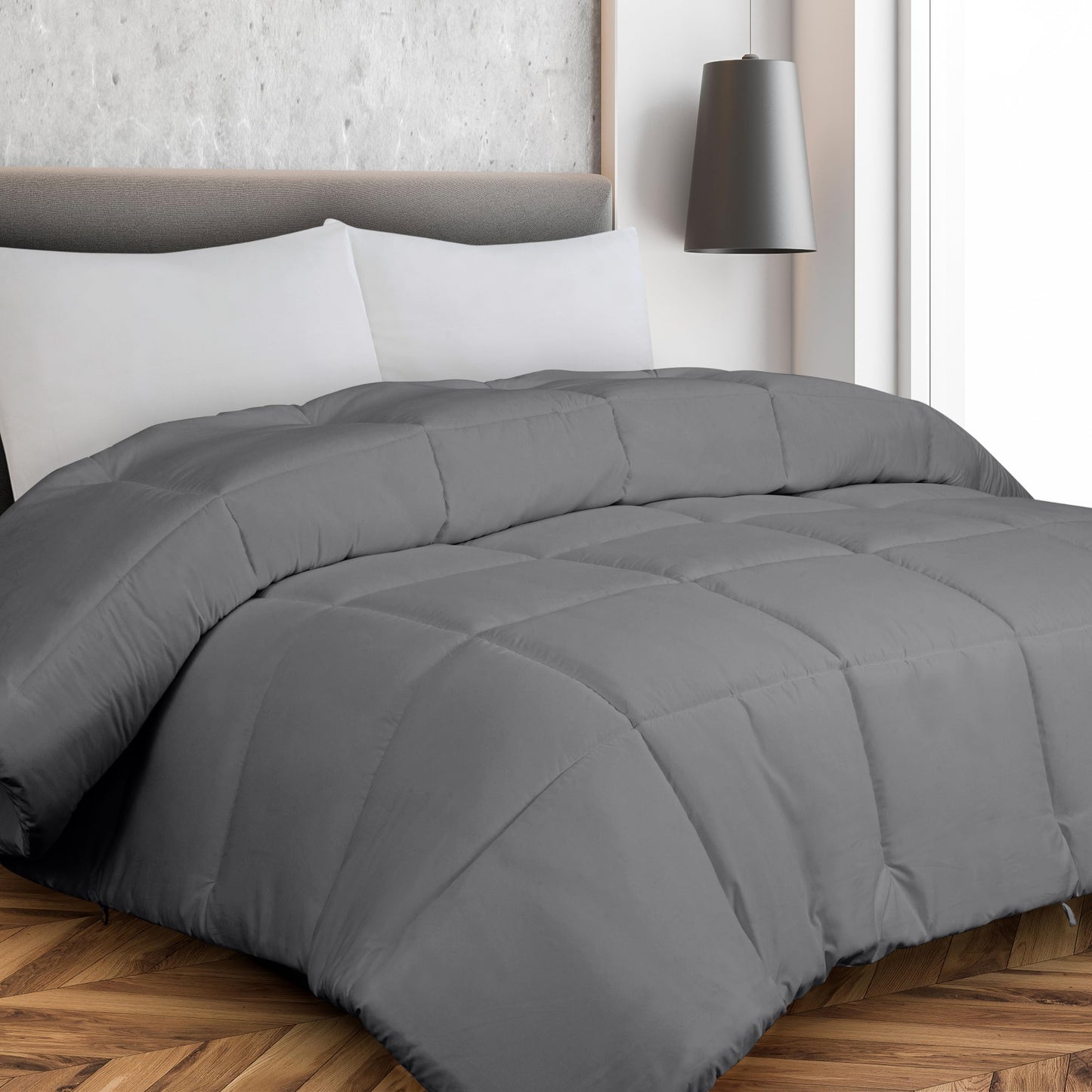 ROYALE Twin XL Comforter - All Season Down Alternative Bedding Comforter - Lightweight Quilted Comforter with Corner Tabs - Soft Luxury Hotel Comforter - Box Stitched Duvet Insert (Twin XL, Charcoal)