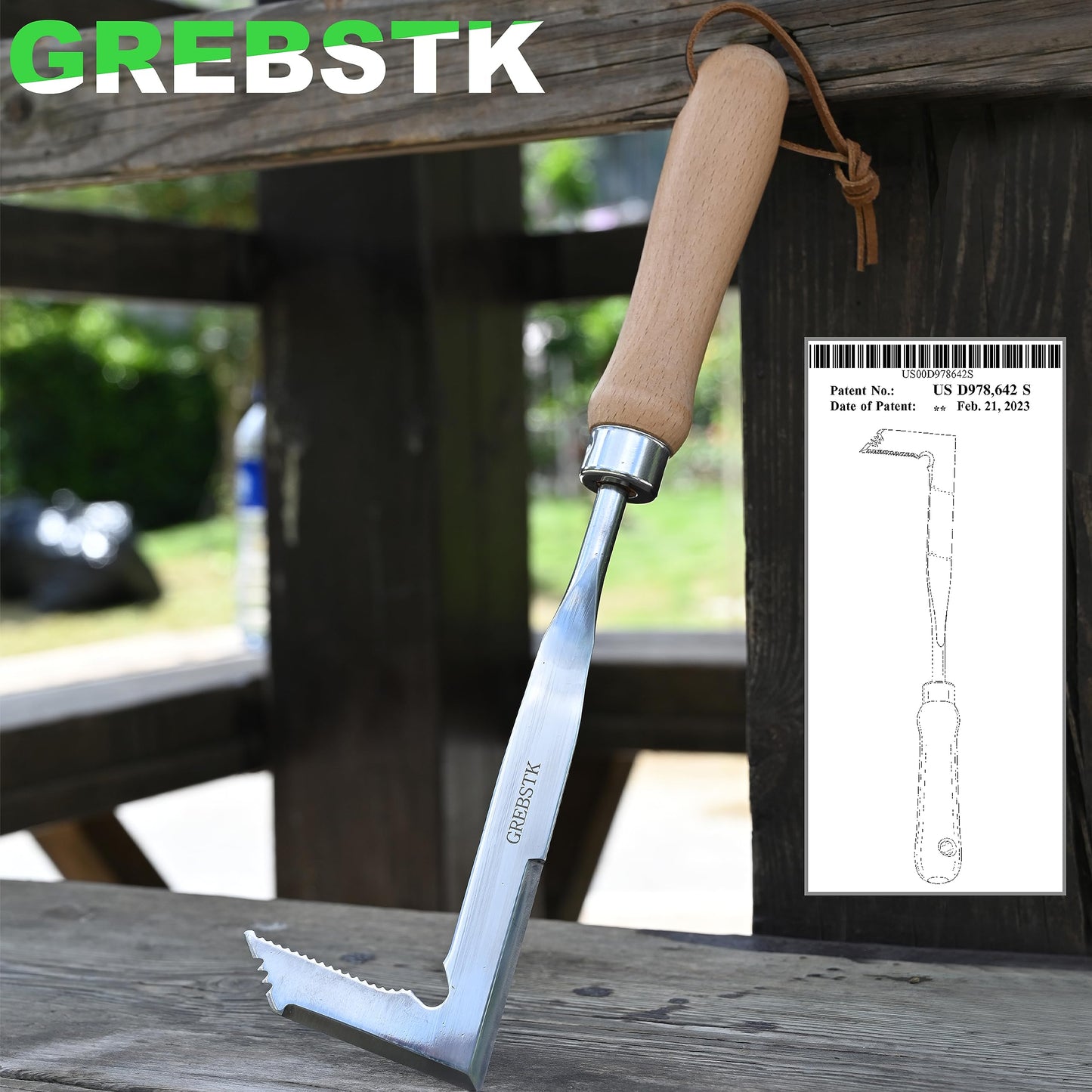 GREBSTK Crack Weeder Crevice Weeding Tool Stainless Steel Manual Weeder Beech Handle Gardening Tool