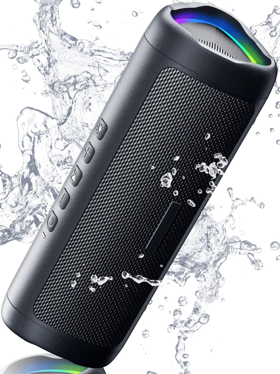 Bluetooth Speaker with HD Sound, Portable Wireless, IPX5 Waterproof, Up to 20H Playtime, TWS Pairing, BT5.3, for Home/Party/Outdoor/Beach, Electronic Gadgets, Birthday Gift (Black)