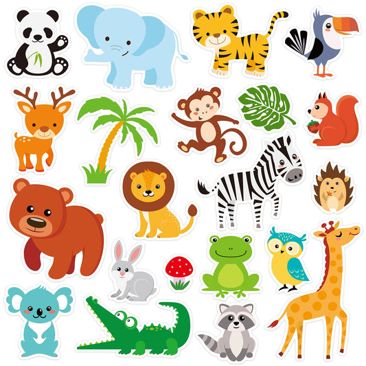 20 PCS Jungle Animals Thick Gel Clings Safari Window Gel Clings Decals Stickers for Kids Toddlers and Adults Home Airplane Classroom Nursery Zoo Animals Party Supplies Decorations