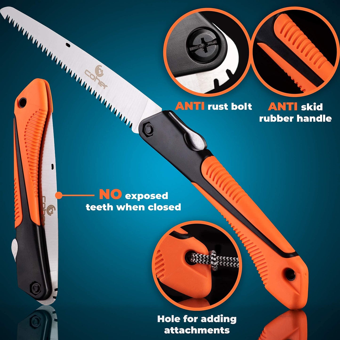 Folding Saw, 8 Inch Rugged Blade Hand Saw, Best for Camping, Gardening, Hunting | Cutting Wood, PVC, Bone, Pruning Saw with Ergonomic Non-Slip Handle Design