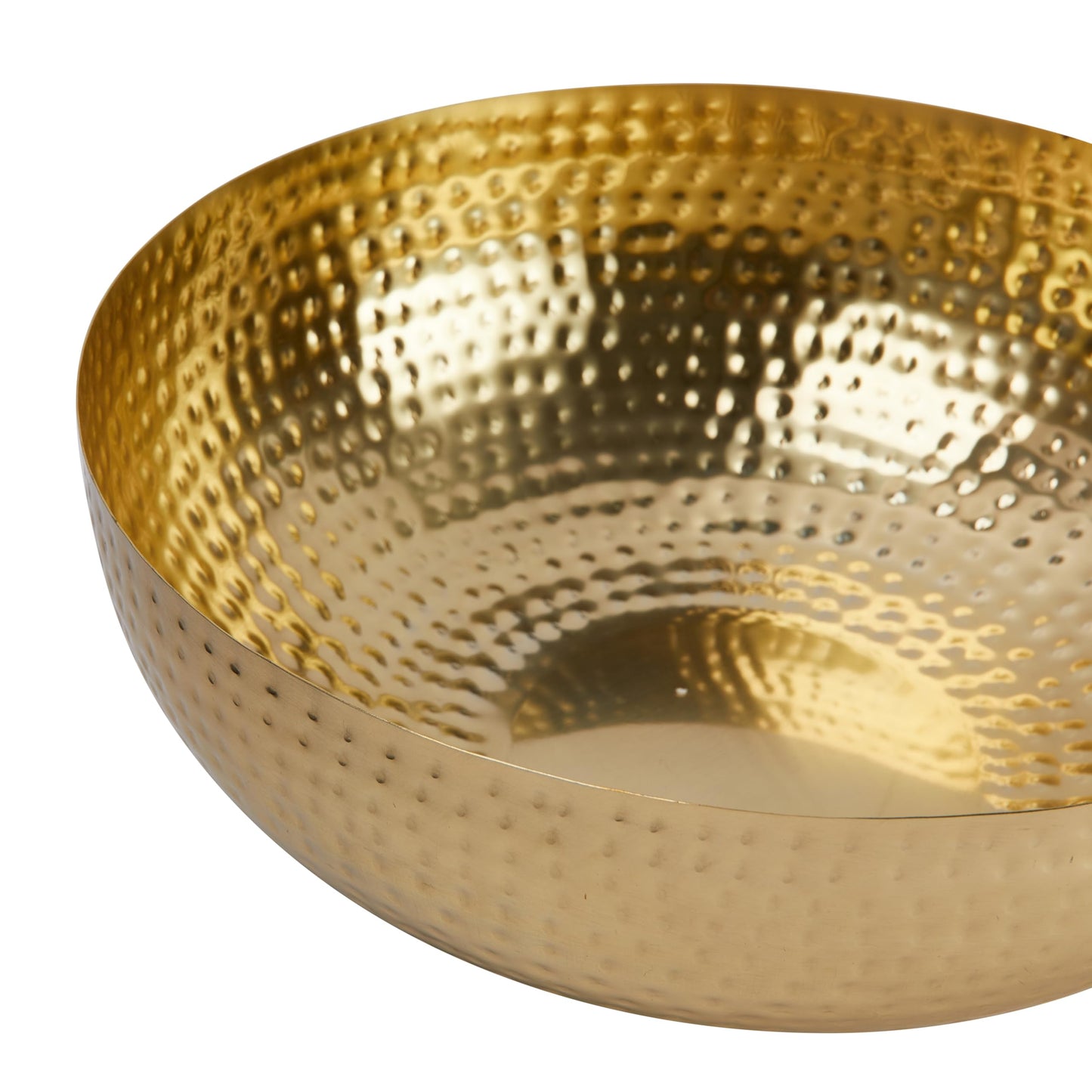 Creative Co-Op Round Hammered Metal Bowl, Gold Finish, 14"