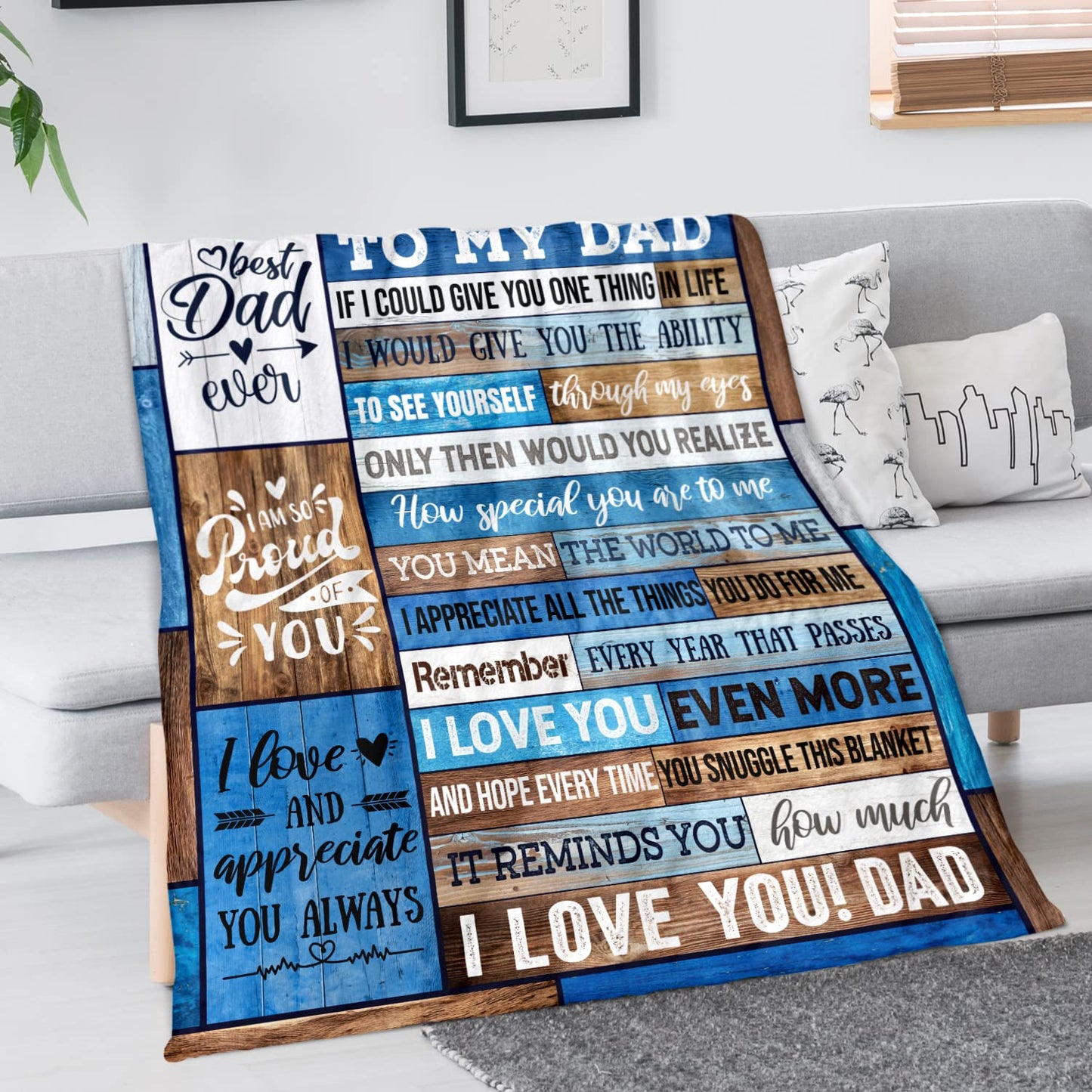 Dad Birthday Gift Birthday Gifts for Dad from Daughter Son Best Dad Gifts Soft Throw Blanket for Bedding Sofa (Dad Gifts, 50 x 60 Inch)