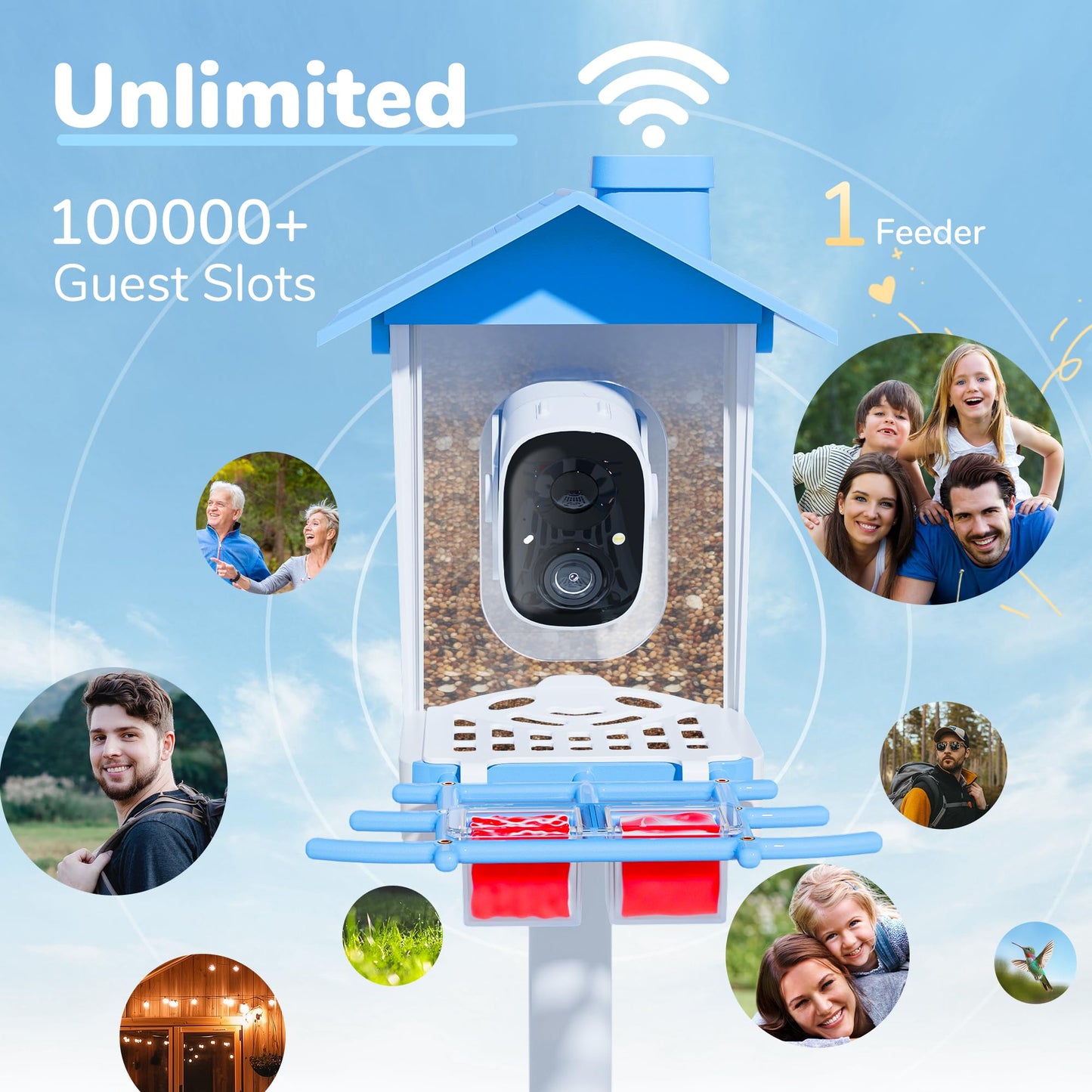 Twesync Bird Feeder with Camera, 2K HD Bird Video Capture, 5000mAh Battery with Solar Panel, Instant Arrival Alerts, Live View, AI Bird Species Identification, Perfect for Bird Lovers