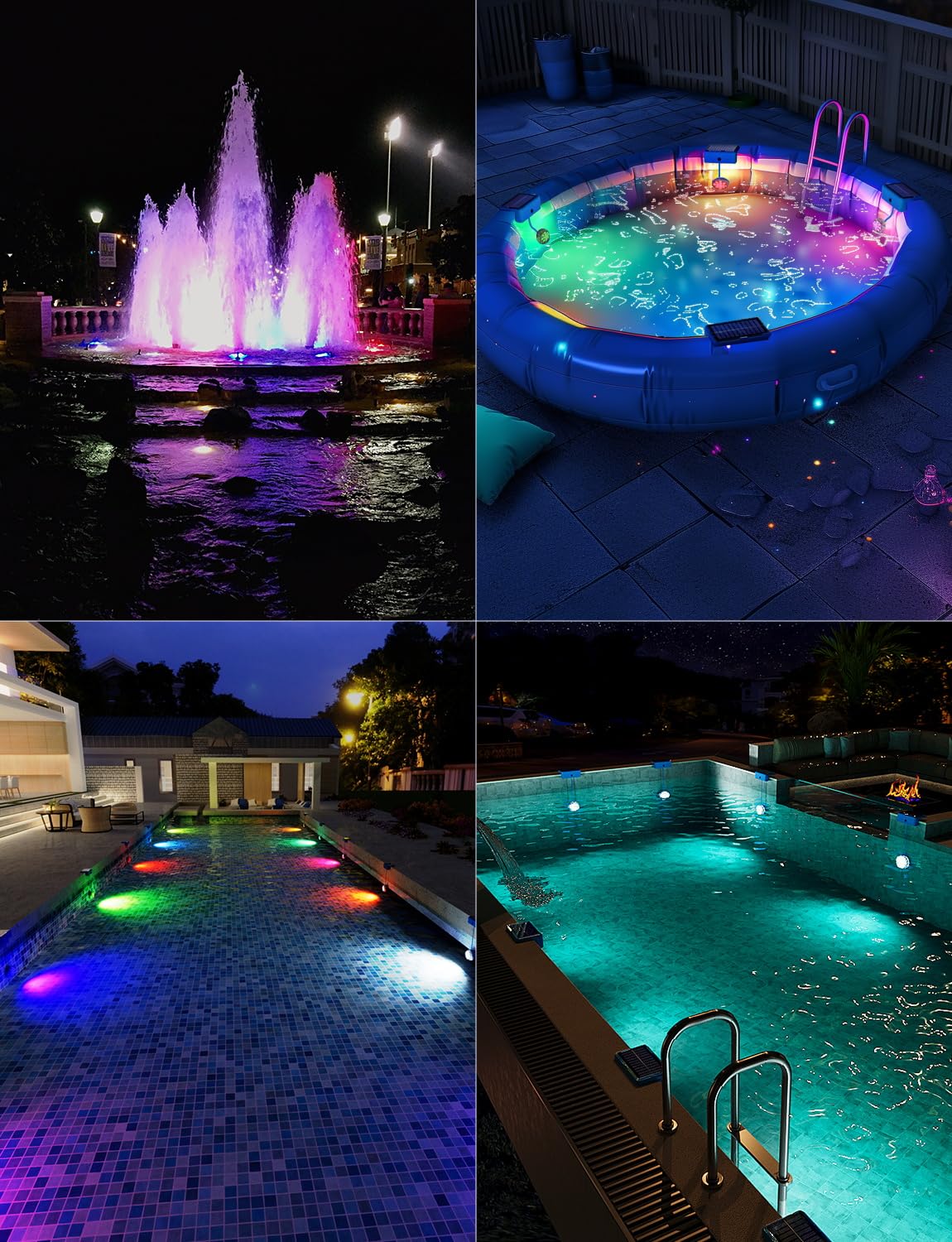 Solar Pool Lights for Inground Pools Waterproof with Remote, Outdoor Solar Lights, RGB 16 Colors Changing Submersible LED Pool Lights for Above Ground Pools Accessories, Pond, Garden Decoration, 4Pack