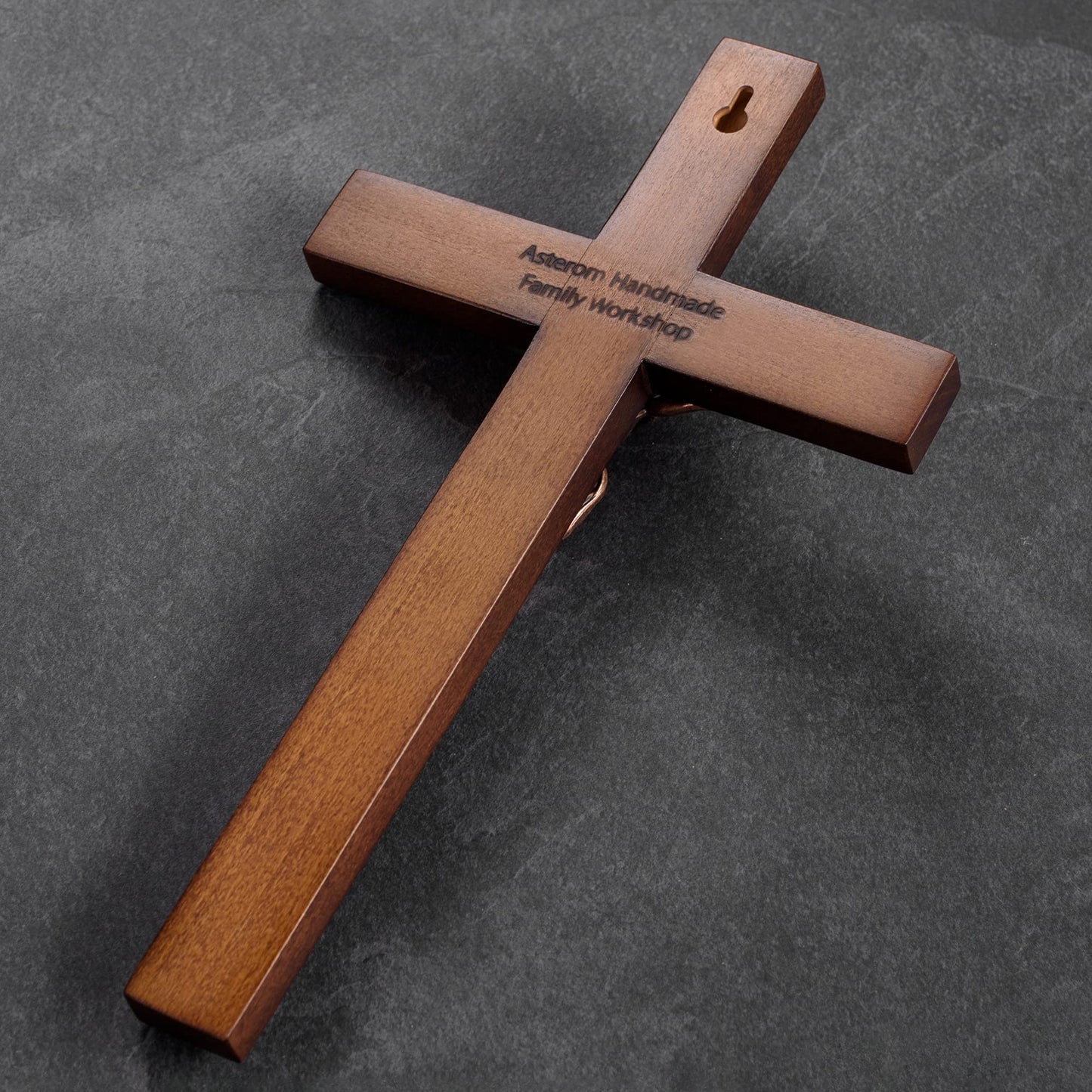 Asterom Crucifix Wall Cross - Handmade Wood Cross Wall Decor - Catholic Crucifix - 12 Inch