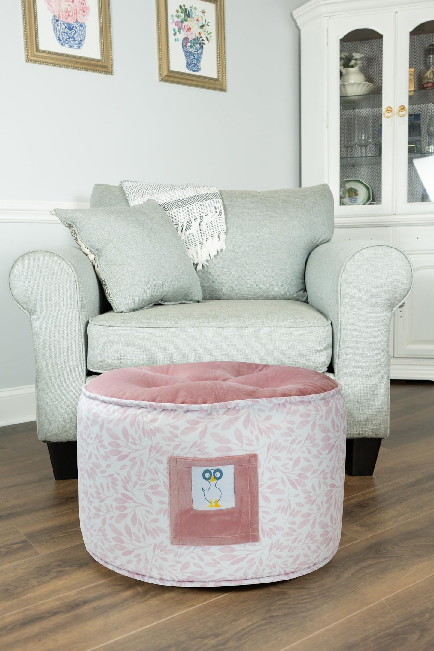 GooseWaddle Soft and Comfortable Kids Ottoman Toddler Pouf Seating for Your Little One's Playroom or Nursery (Poppy Pink)