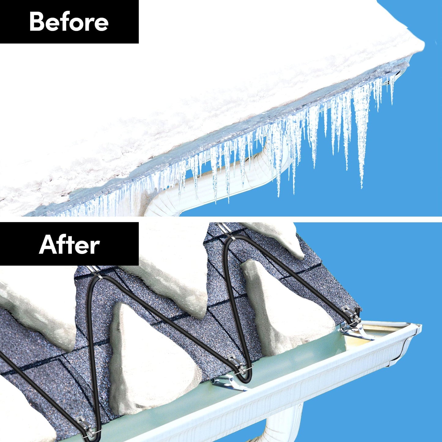 WarmlyYours Ice Shield Roof & Gutter Deicing Cable Kit, Protect from Ice and Snow Damage (100 ft)