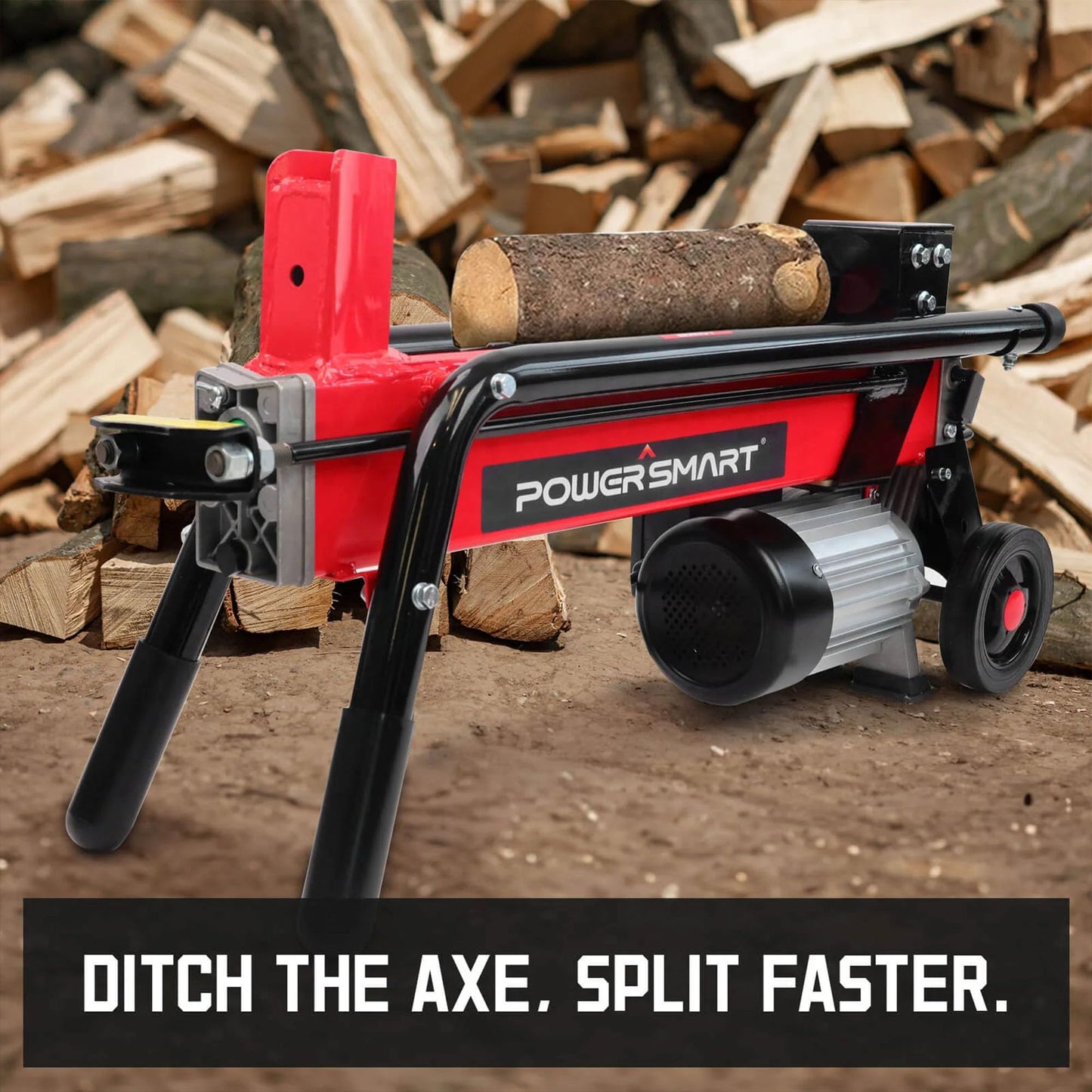 PowerSmart PS9006 Electric 6-Ton Log Splitter, Red