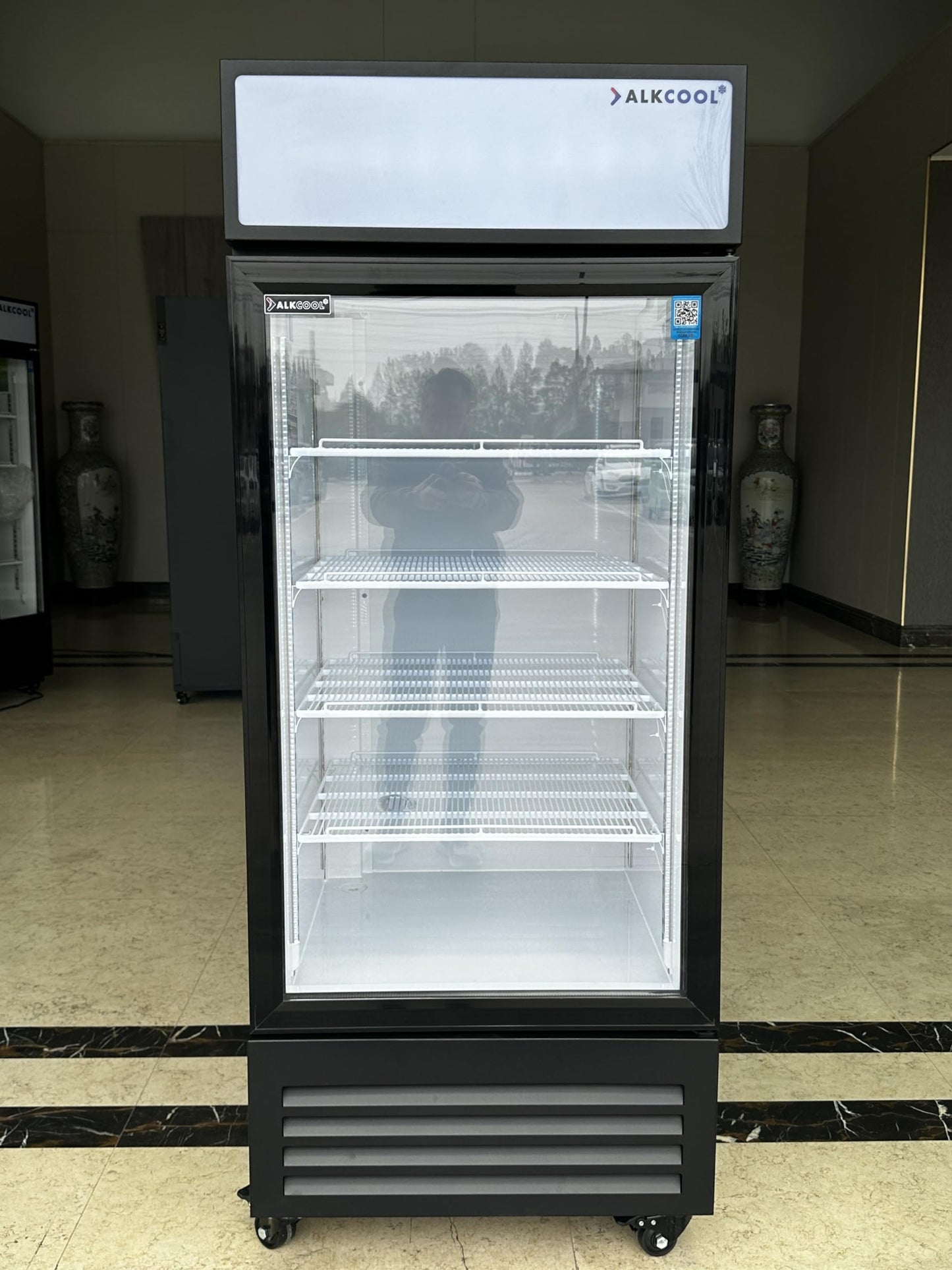 XPACOOL Commercial Beverage Refrigerator Display Fridge,Single Glass Door Merchandiser Drink Cooler with LED Light Adjustable Shelves,ETL and NSF Approval,16.5Cu Ft,68.9''High