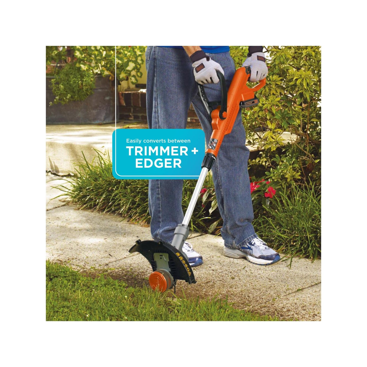 BLACK+DECKER 20V MAX Cordless String Trimmer, 2 in 1 Trimmer and Edger, 12 Inch, Battery Included (LST300)