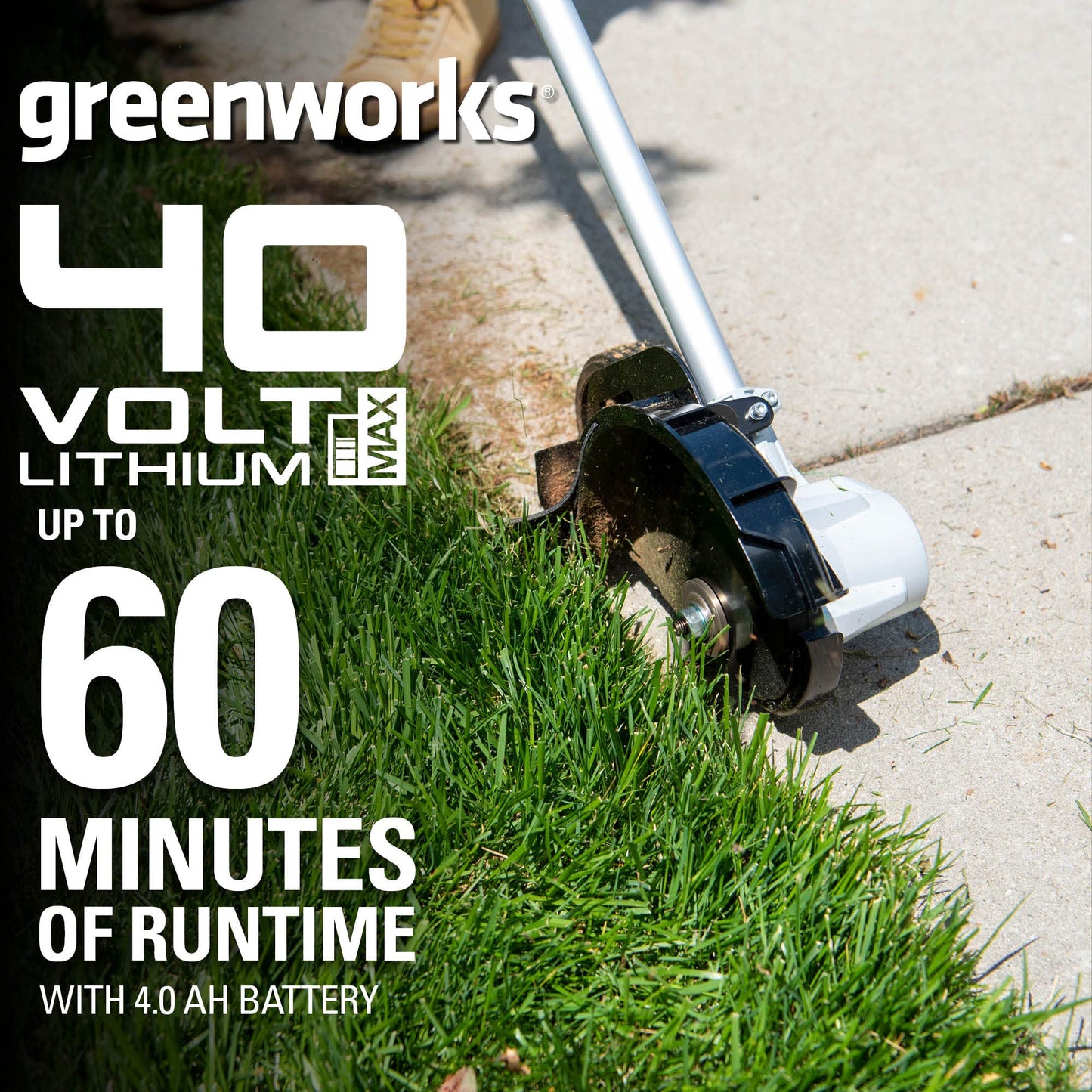 Greenworks 40V 8" Brushless Edger, 4.0Ah Battery and Charger Included