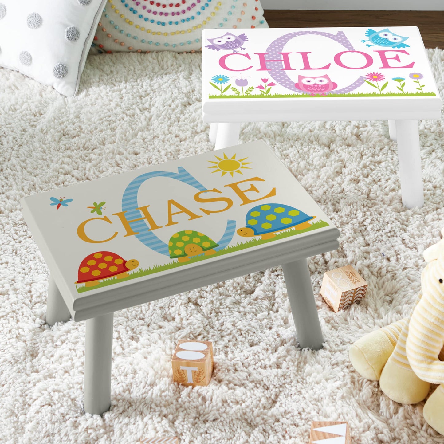 Let’s Make Memories Personalized My Own Name Step Stool - Children’s Step Stool - Sturdy Wood – Non-Toxic Paint, Sealer - Unicorn Design - Natural - 14’Wx9.25”Lx8.75”H - Ages 3+