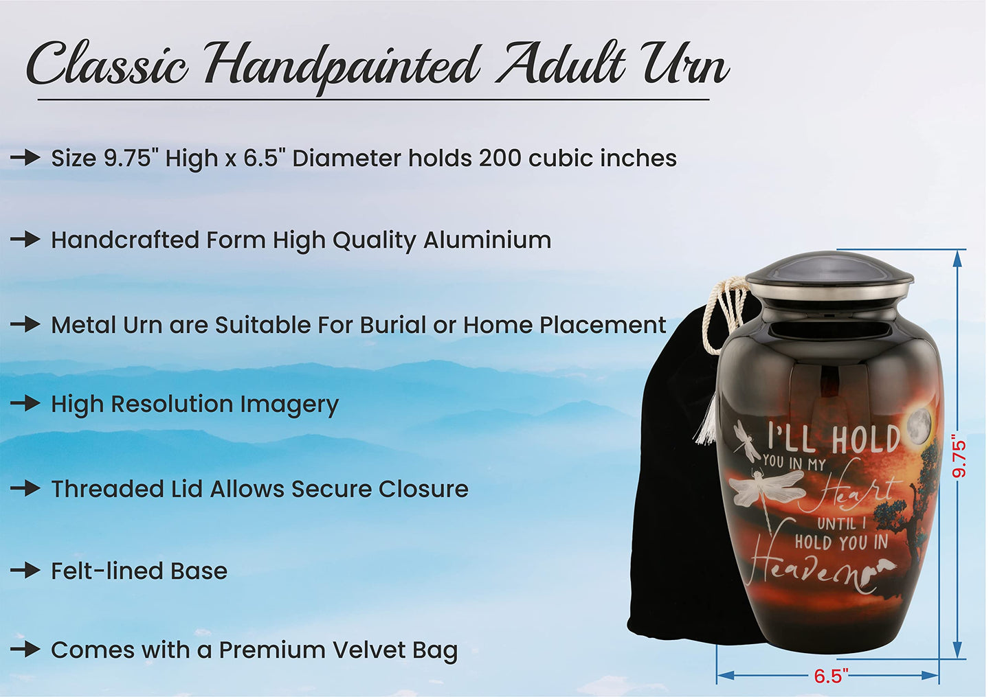 Adult Urn, Cremation Urns for Human Adult Ashes Men & Women,Urns for Ashes Adult Male & Female, Urns for Human Ashes Adult Female & Male, Burial & Funeral Urn, Decorative Urns - Upto 200 LBS